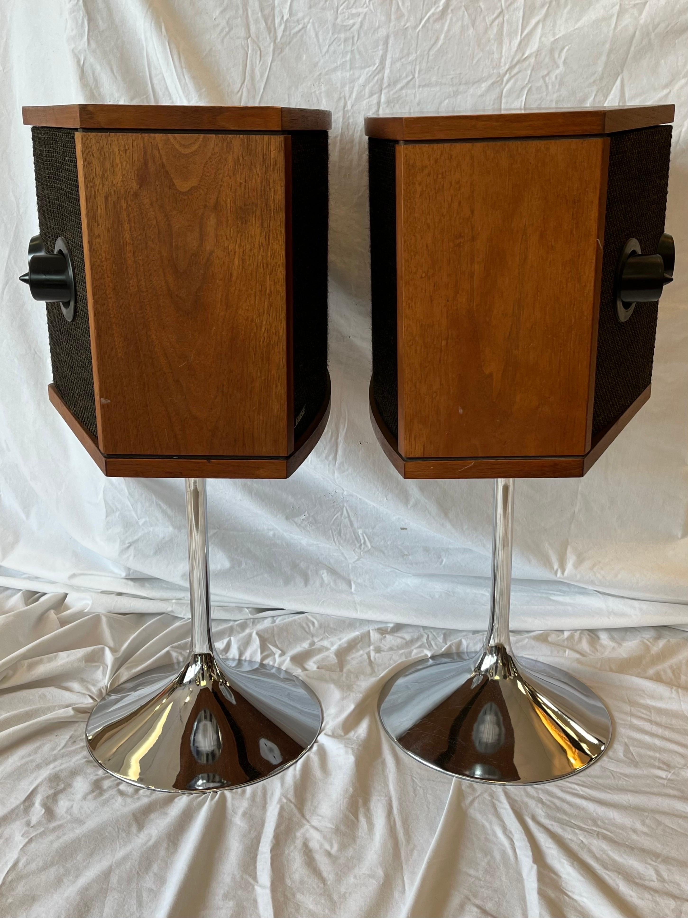 Pair of Bose 901 Chrome Tulip Base Speakers Reflecting and Direct Discontinued  5