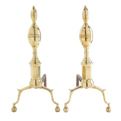 Pair of Boston double lemon top andirons, c. 1790