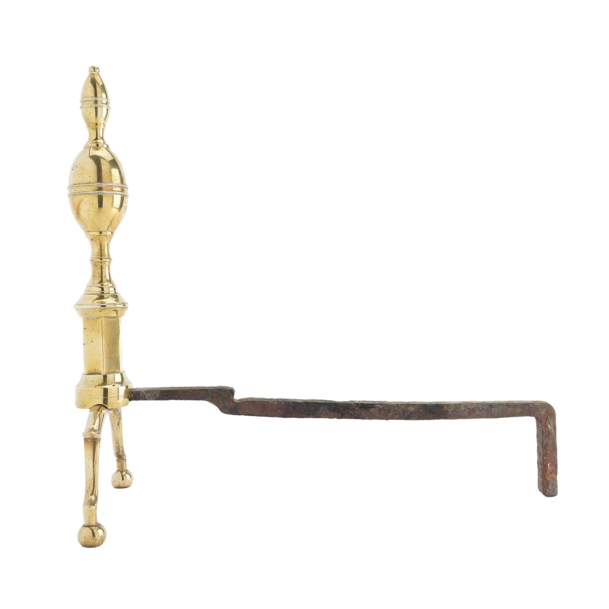 Pair of Boston double lemon top andirons, c. 1790 In Good Condition In Kenilworth, IL
