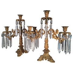 Antique Pair of Boston Gilt Bronze Candelabra, circa 1830