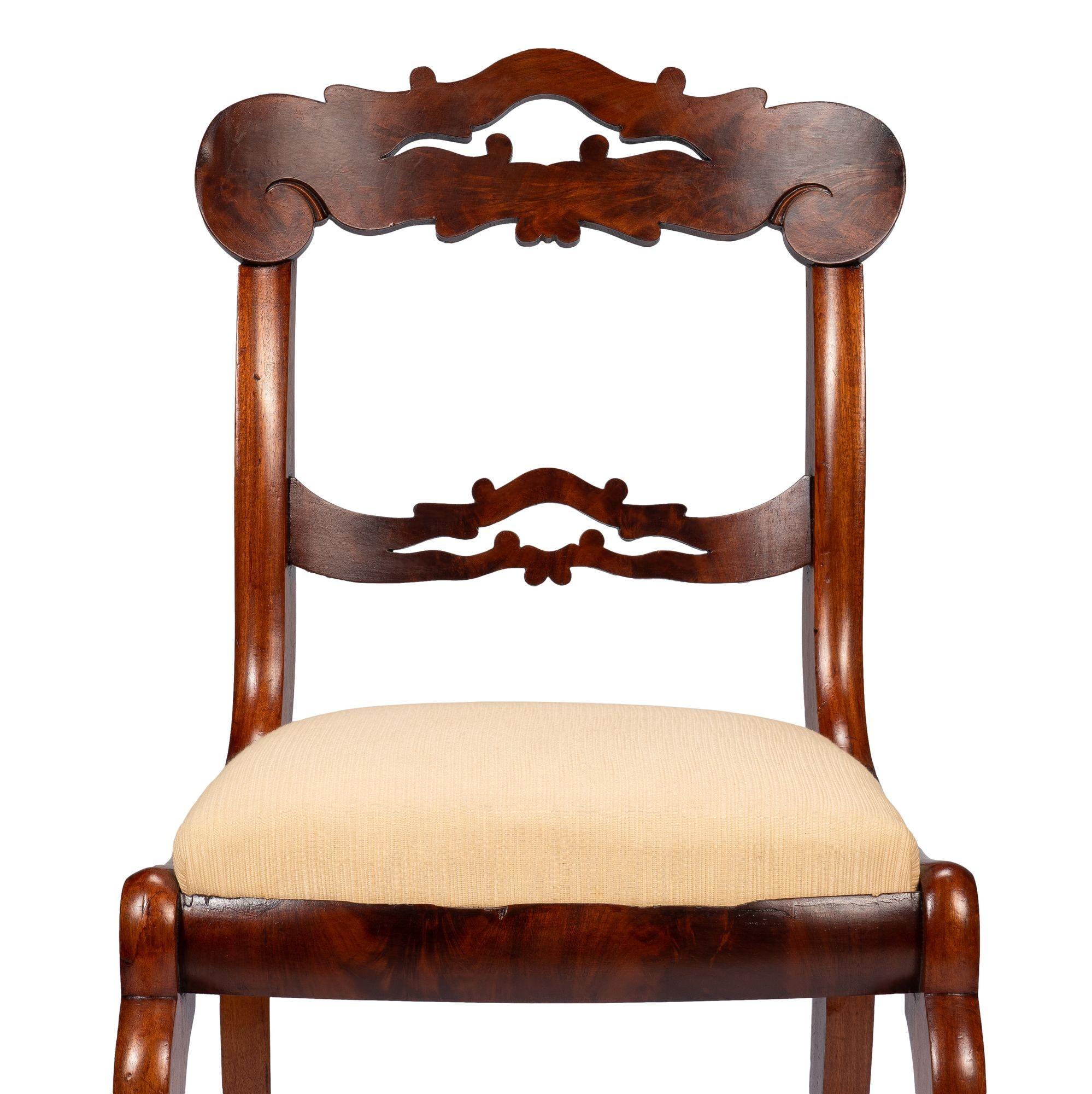 Paar Bostoner Beistellstühle aus Mahagoni im späten klassischen Stil mit Schlickersitz, 1830-45 im Angebot 6