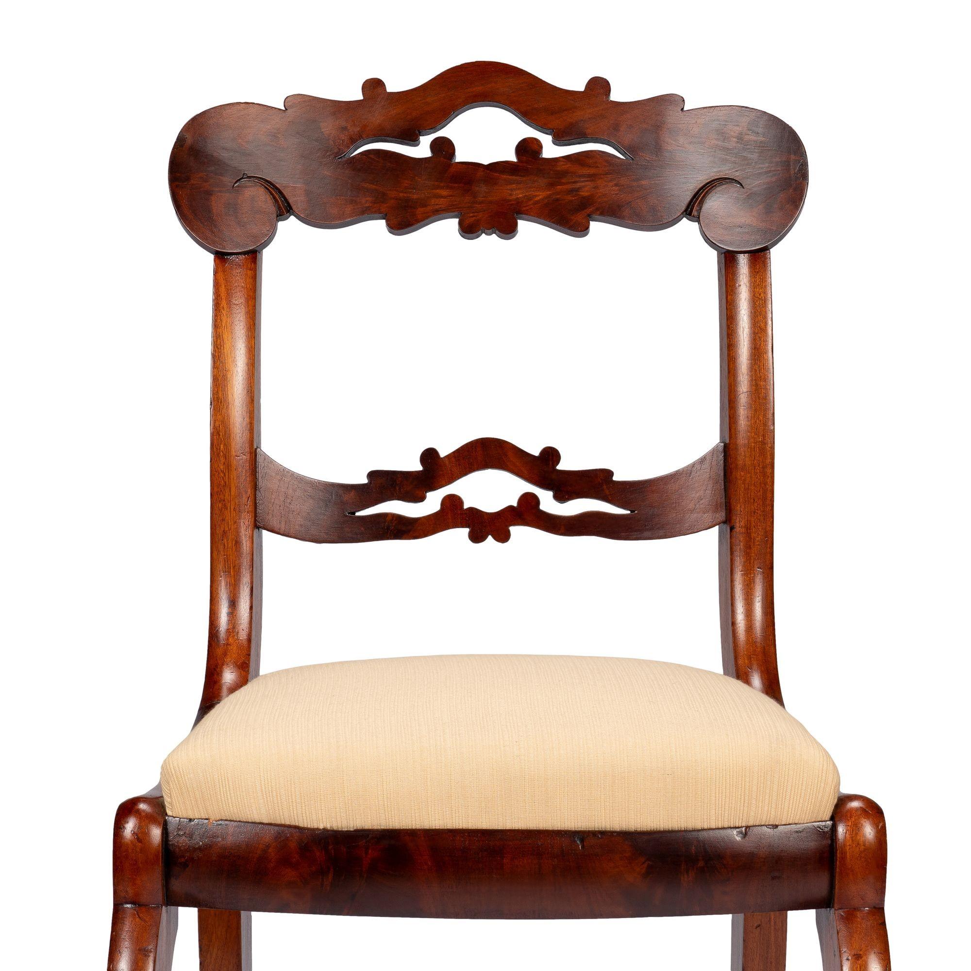 Pair of Boston late Classical slip seat mahogany side chairs, 1830-45 For Sale 8