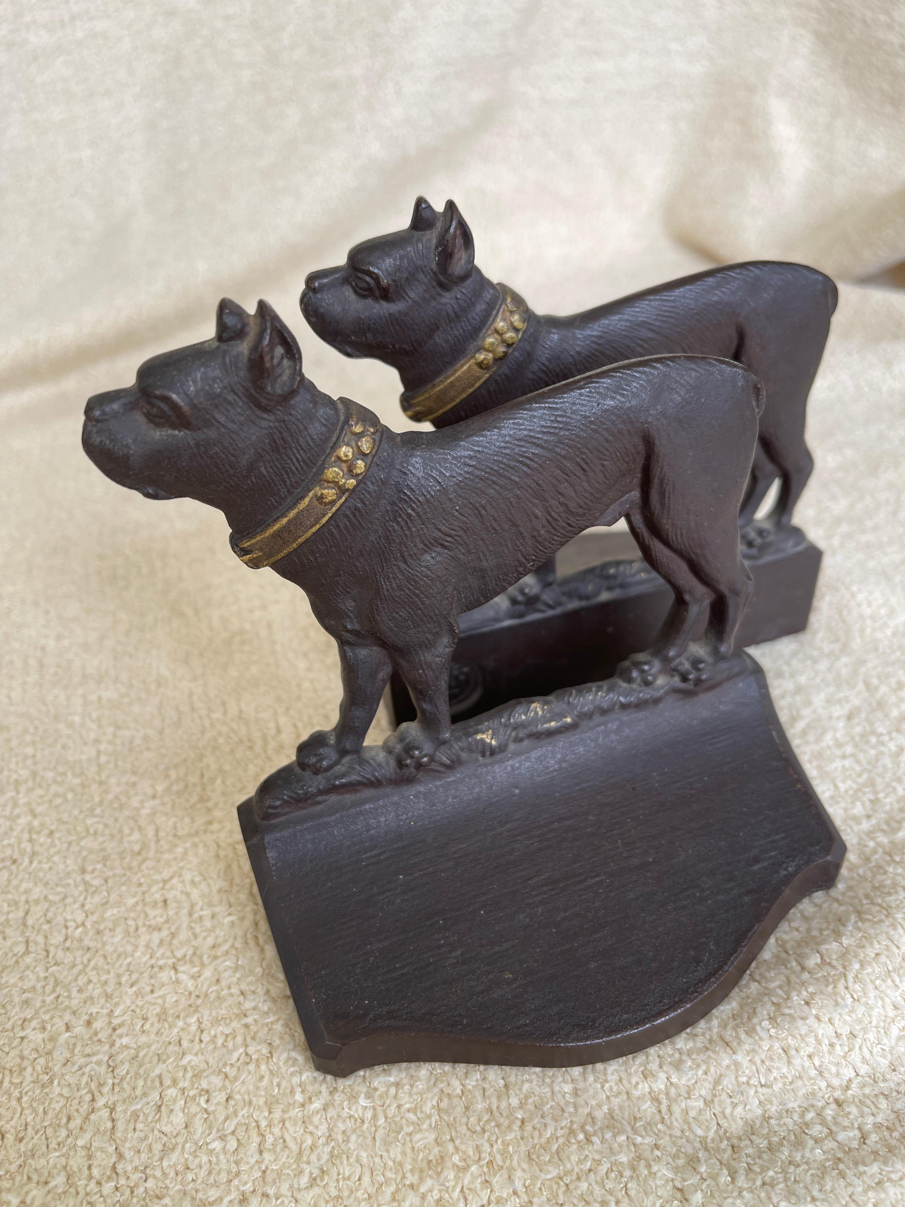 American Pair of Boston Terrier Cast Iron Bookends by Bradley & Hubbard, ca. 1920