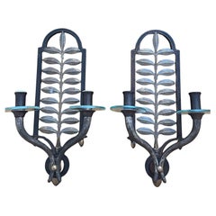 Pair of Botanical Bronze Sconces