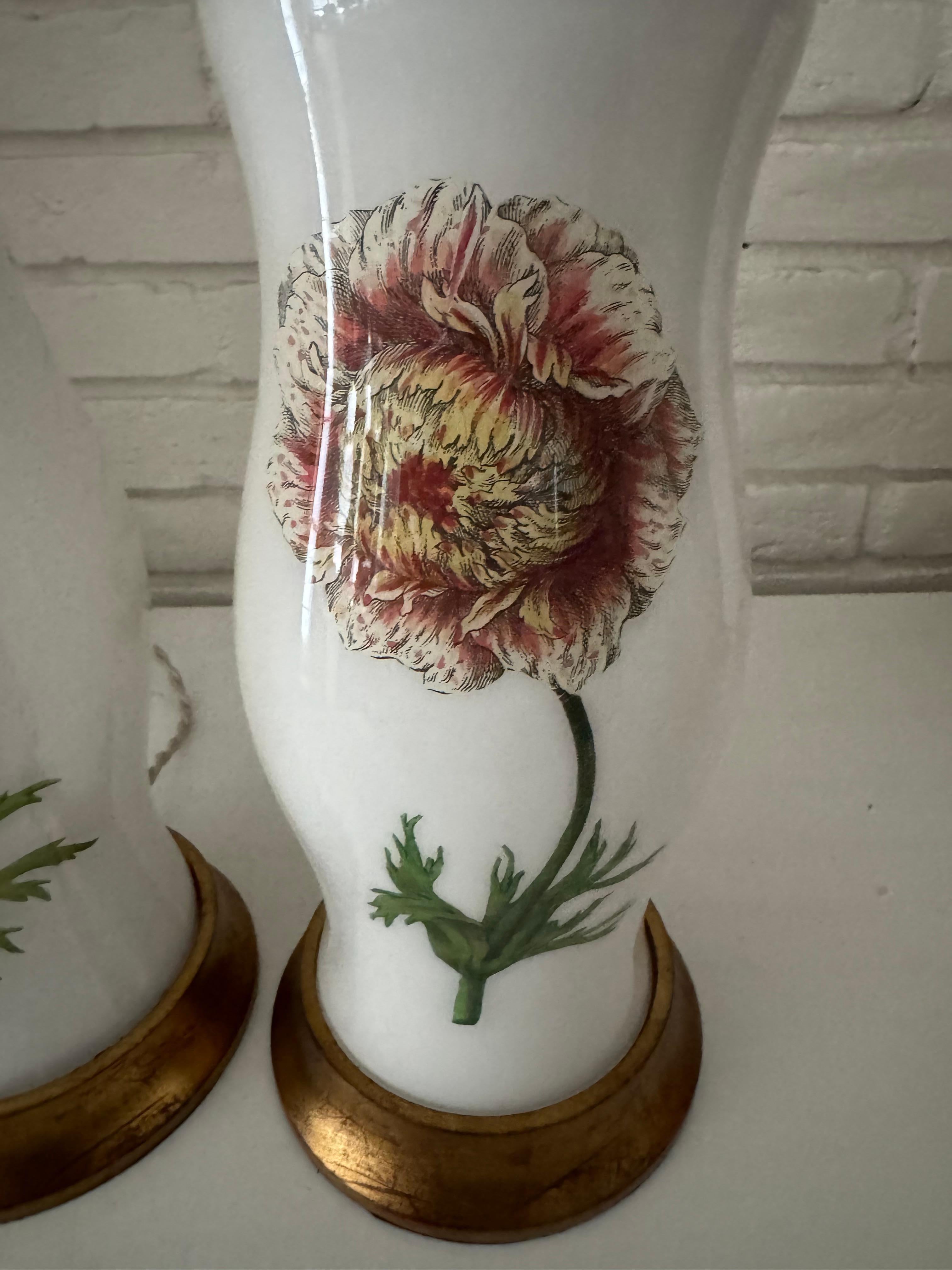 Romantic Pair of Botanical lamps For Sale