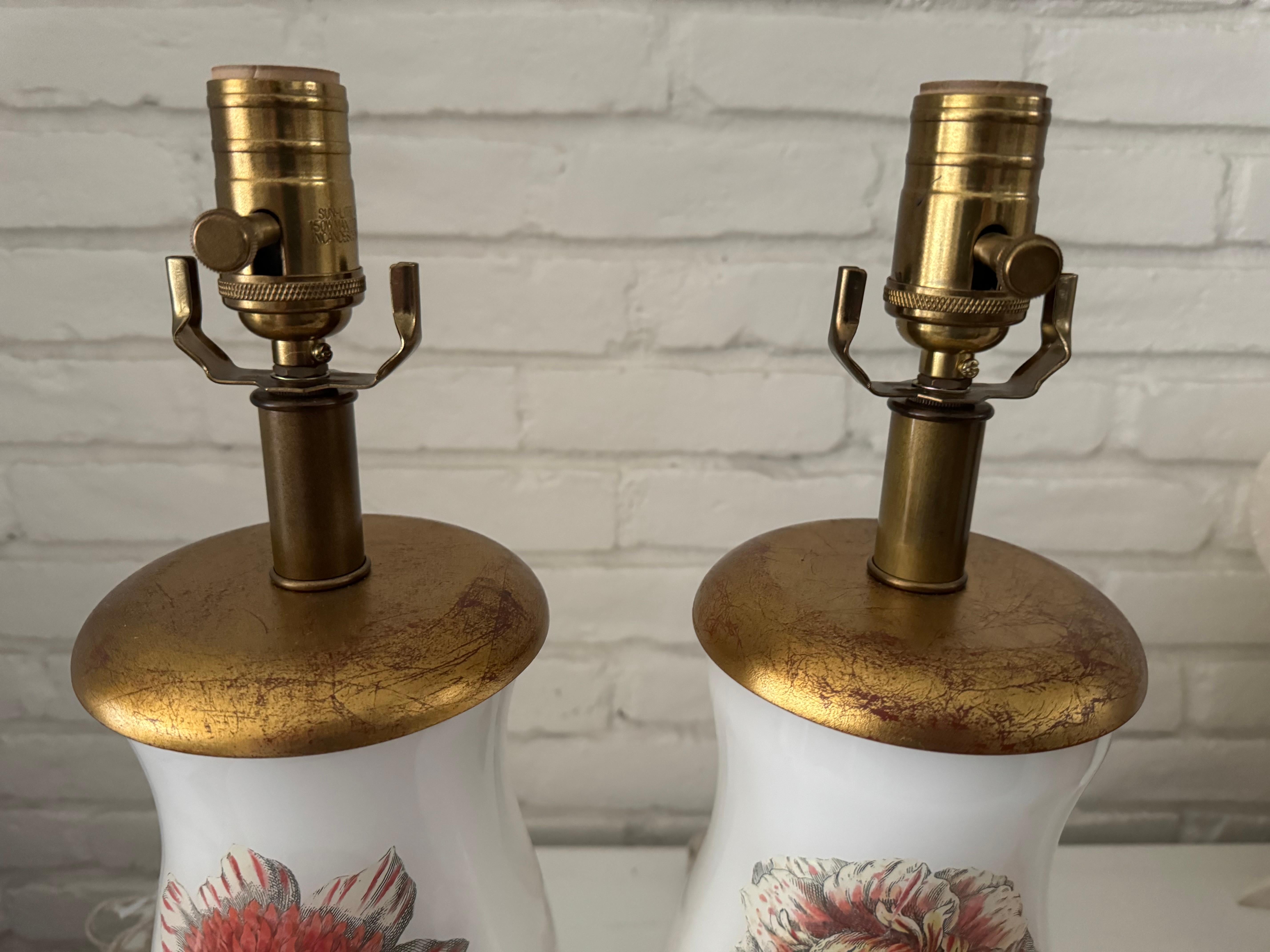 American Pair of Botanical lamps For Sale