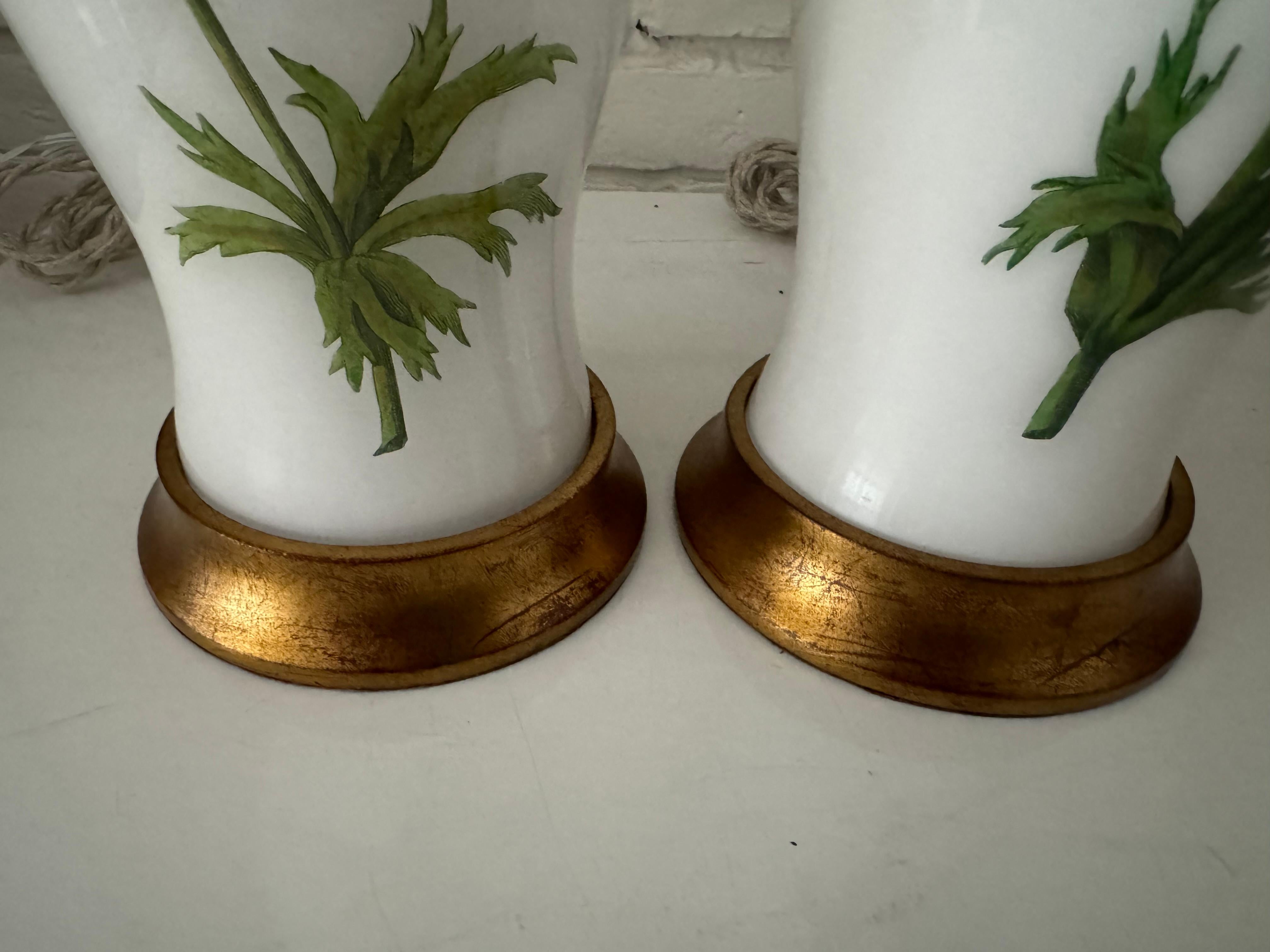 Découpage Pair of Botanical lamps For Sale
