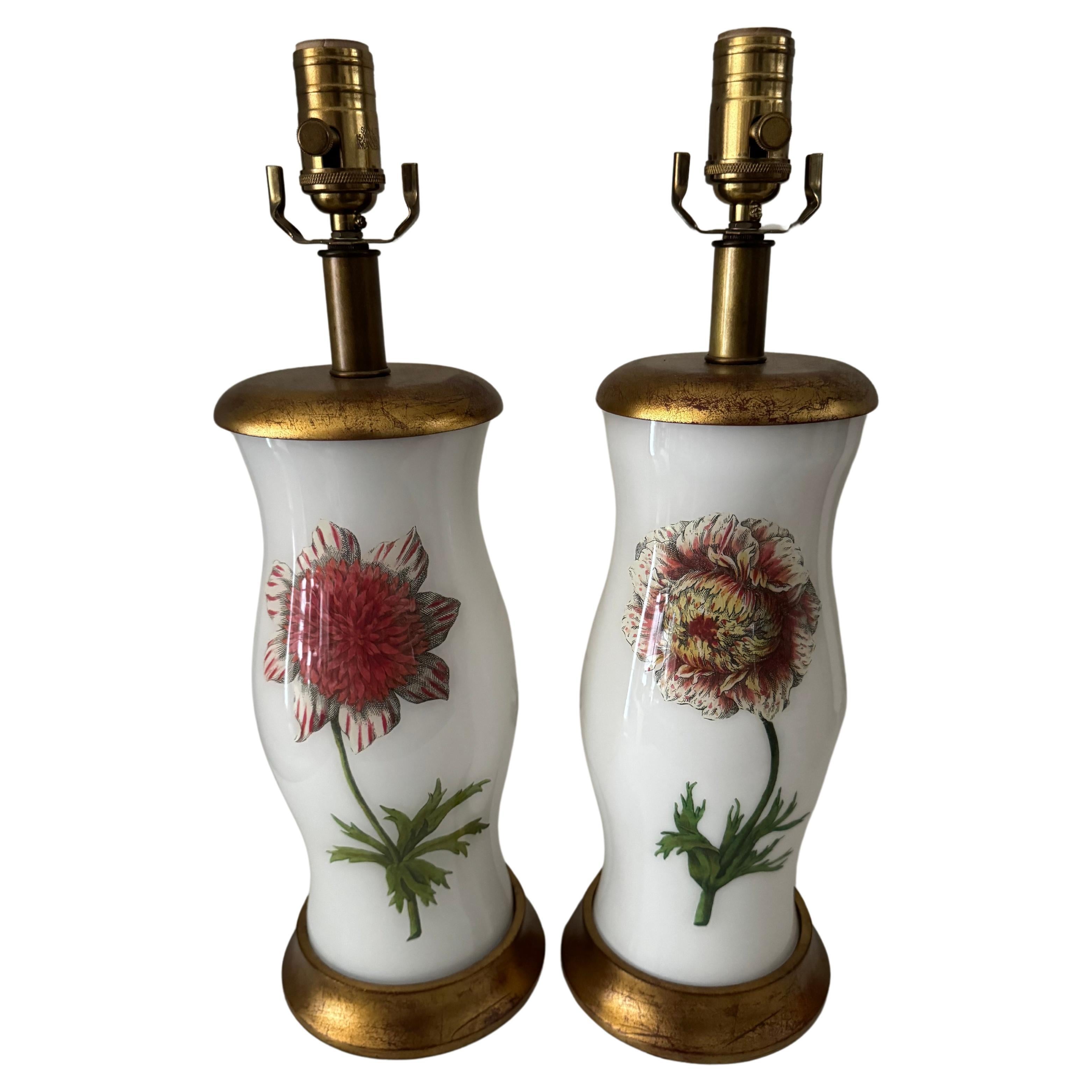Pair of Botanical lamps For Sale