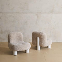 Pair of Botolo Chairs by Cini Boeri for Arflex in Shearling