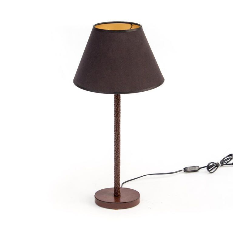 Pair of Bottega Table Lamps. Leather Braid at 1stDibs