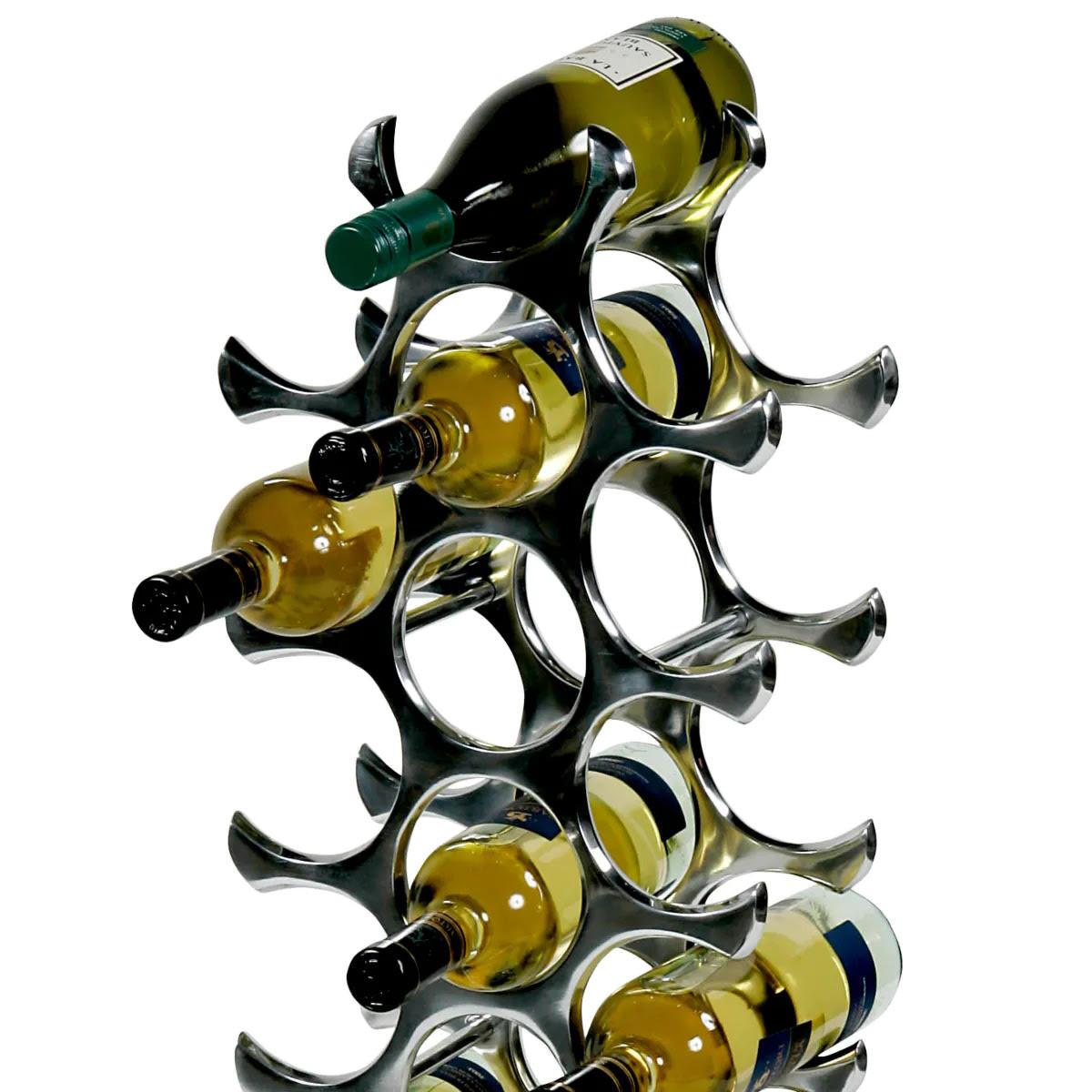 Keep your fine wines elegantly stored away until your guests arrive with these bottle racks.

With their elegant polished aluminium frame, they offer generous storage space for up to 27 bottles of your favourite wines.

L. 21  W. 36  H. 105