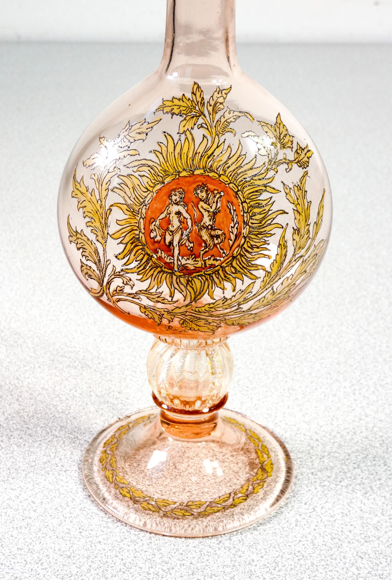Paire de bouteilles en verre de Murano soufflé, début du 20e siècle en vente 4