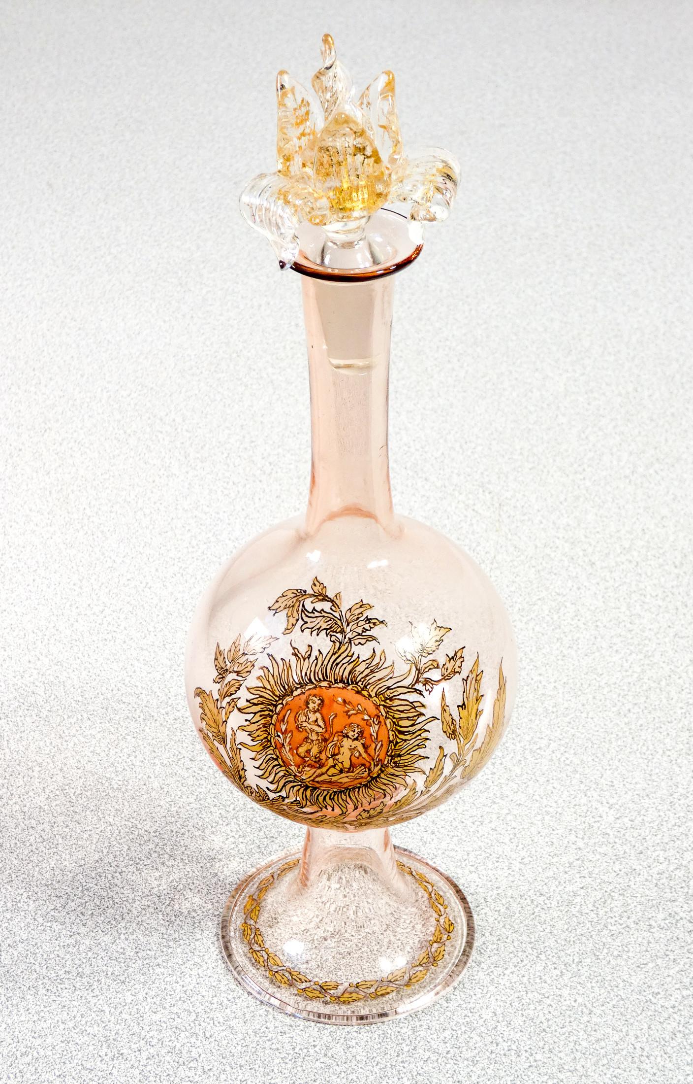 Verre Paire de bouteilles en verre de Murano soufflé, début du 20e siècle en vente
