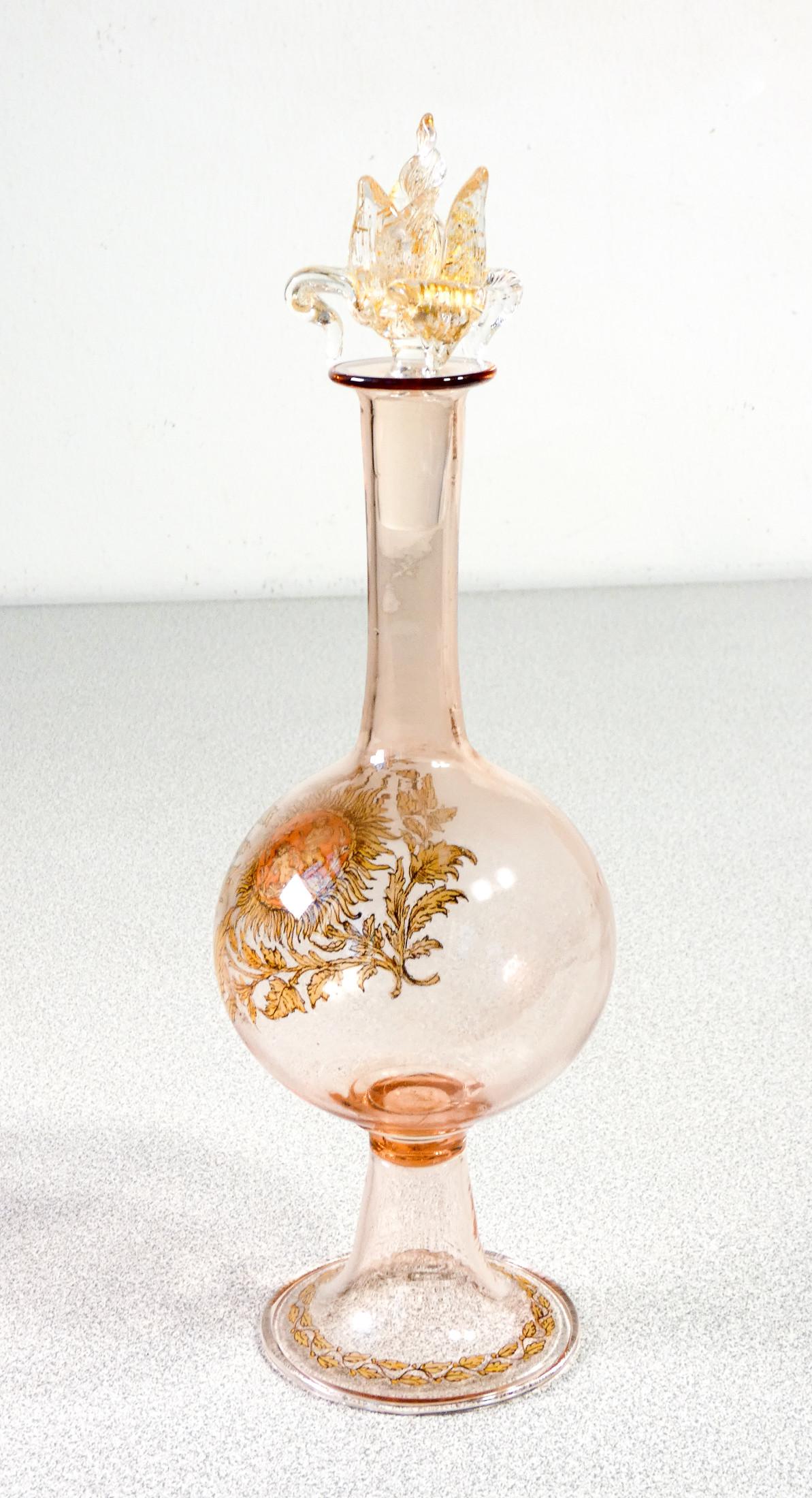 Paire de bouteilles en verre de Murano soufflé, début du 20e siècle en vente 1