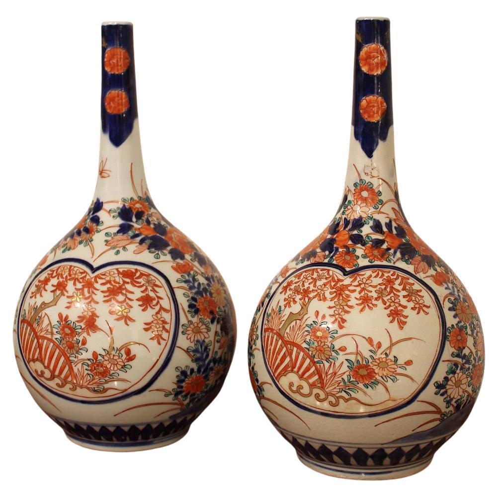 Pair of bottles vases from Japan en vente