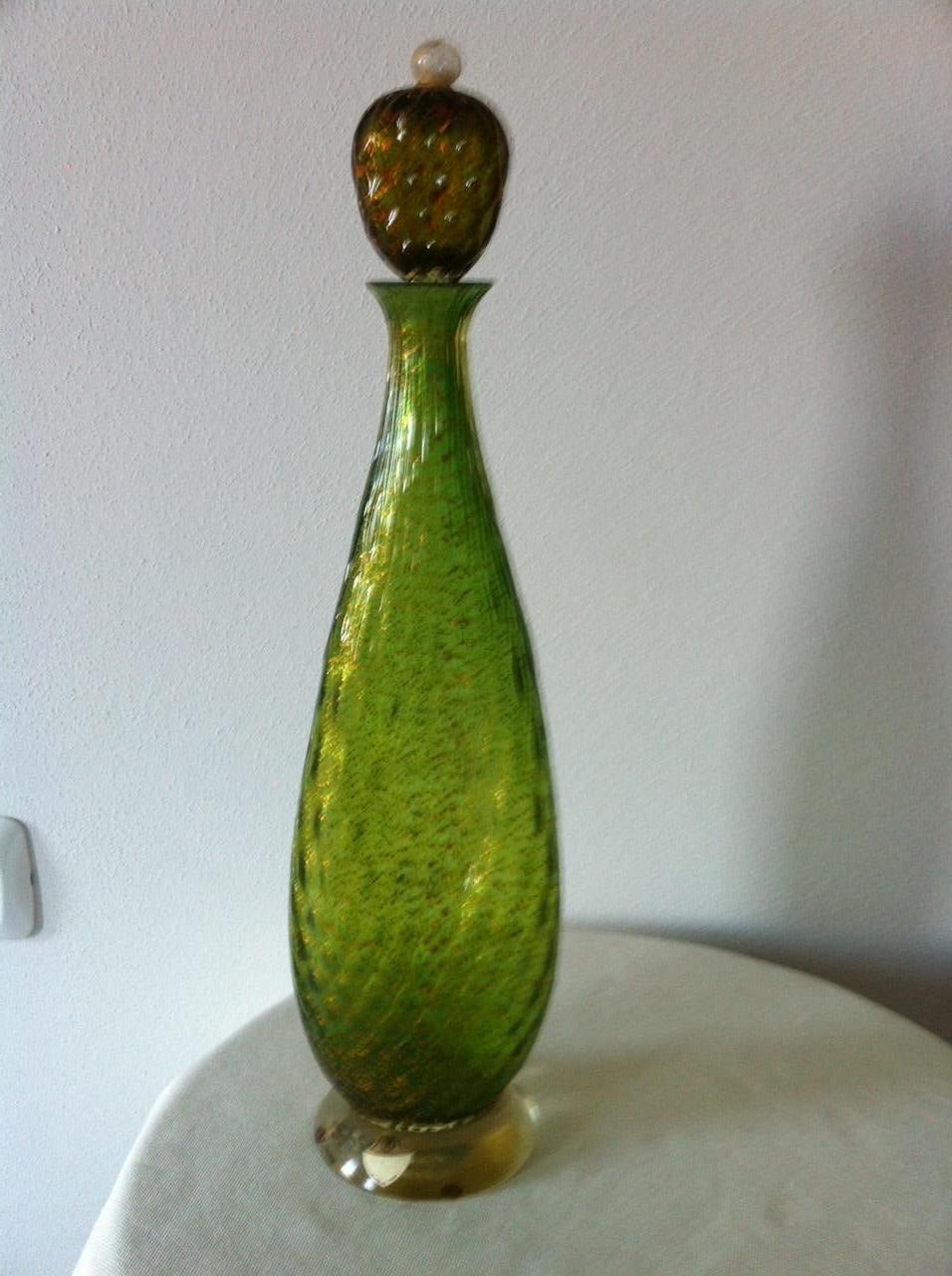 Pair of Bottles with Murano Glass Stopper production 