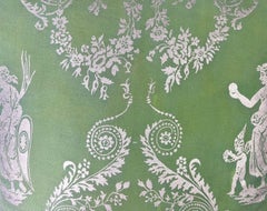 Rococo Fortuny Pillows by Mariano Fortuny, Green & Silver, Italy