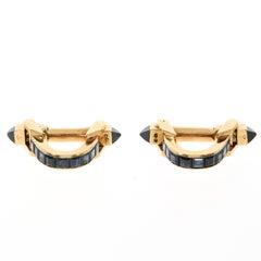 Pair of Boucheron Blue Sapphire and Yellow Gold Cufflinks, circa 1970