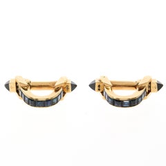 Pair of Boucheron Blue Sapphire and Yellow Gold Cufflinks, circa 1970