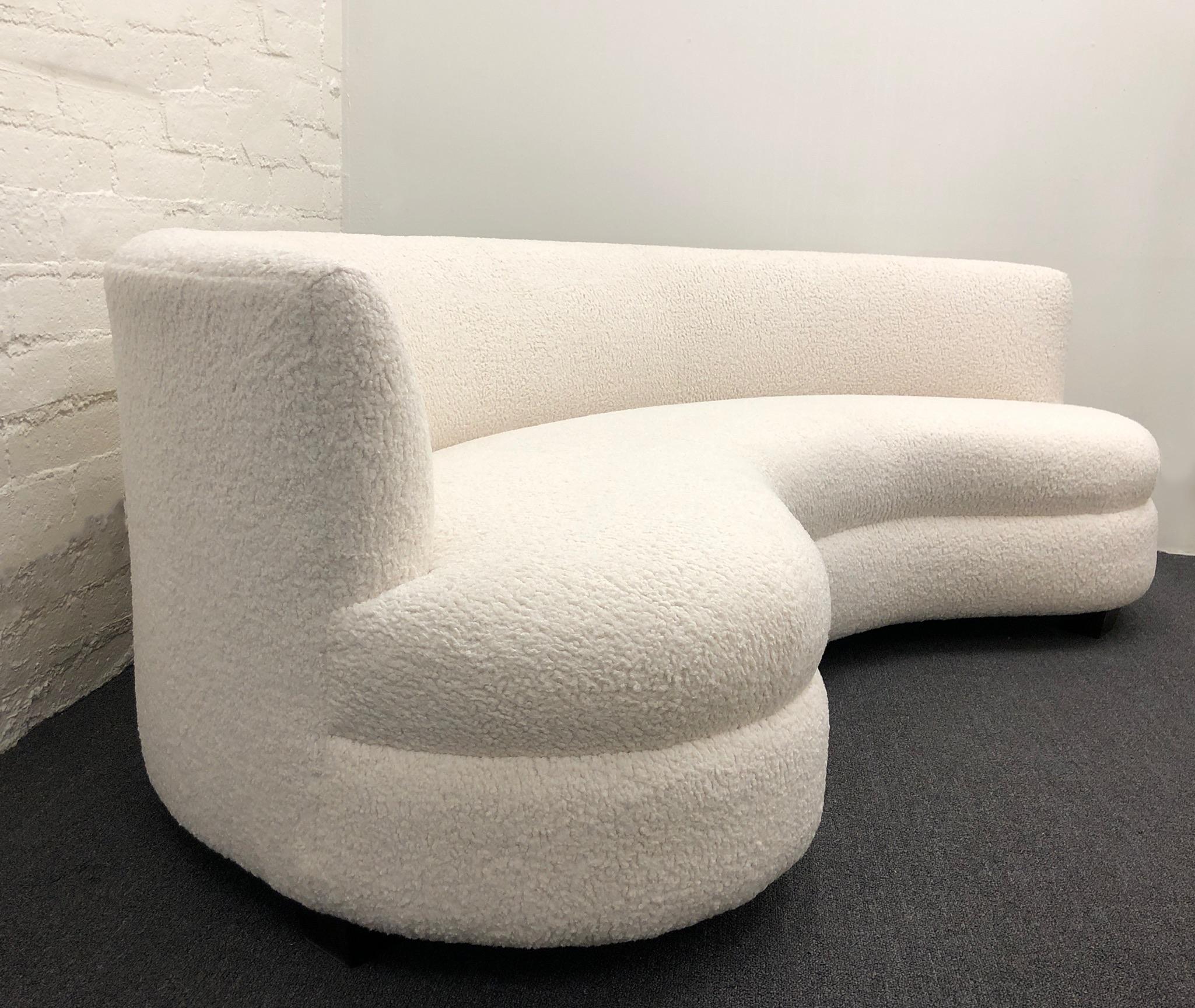 Mid-20th Century Pair of Boucle Kidney Shaped Sofas 