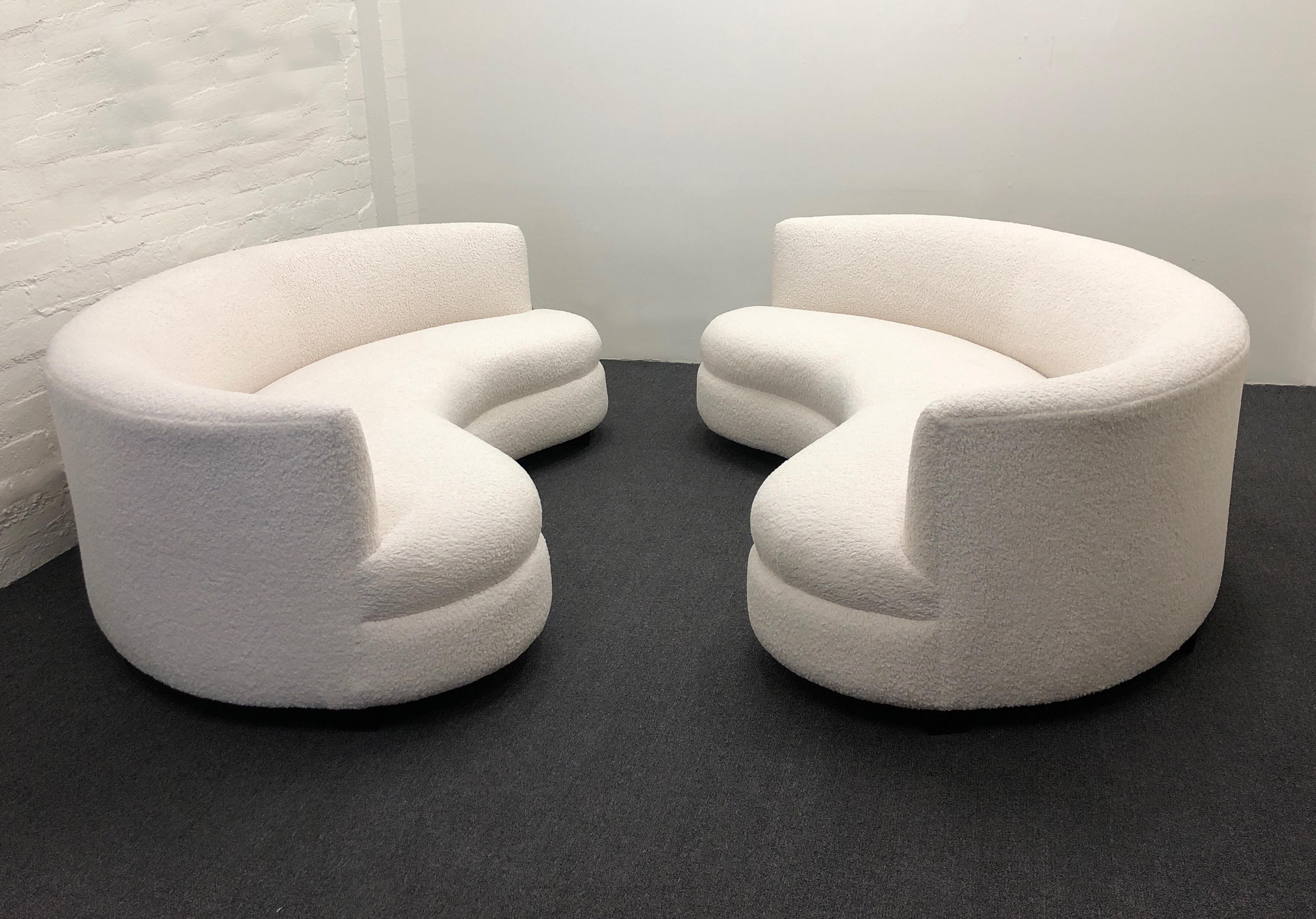 Pair of Boucle Kidney Shaped Sofas  1