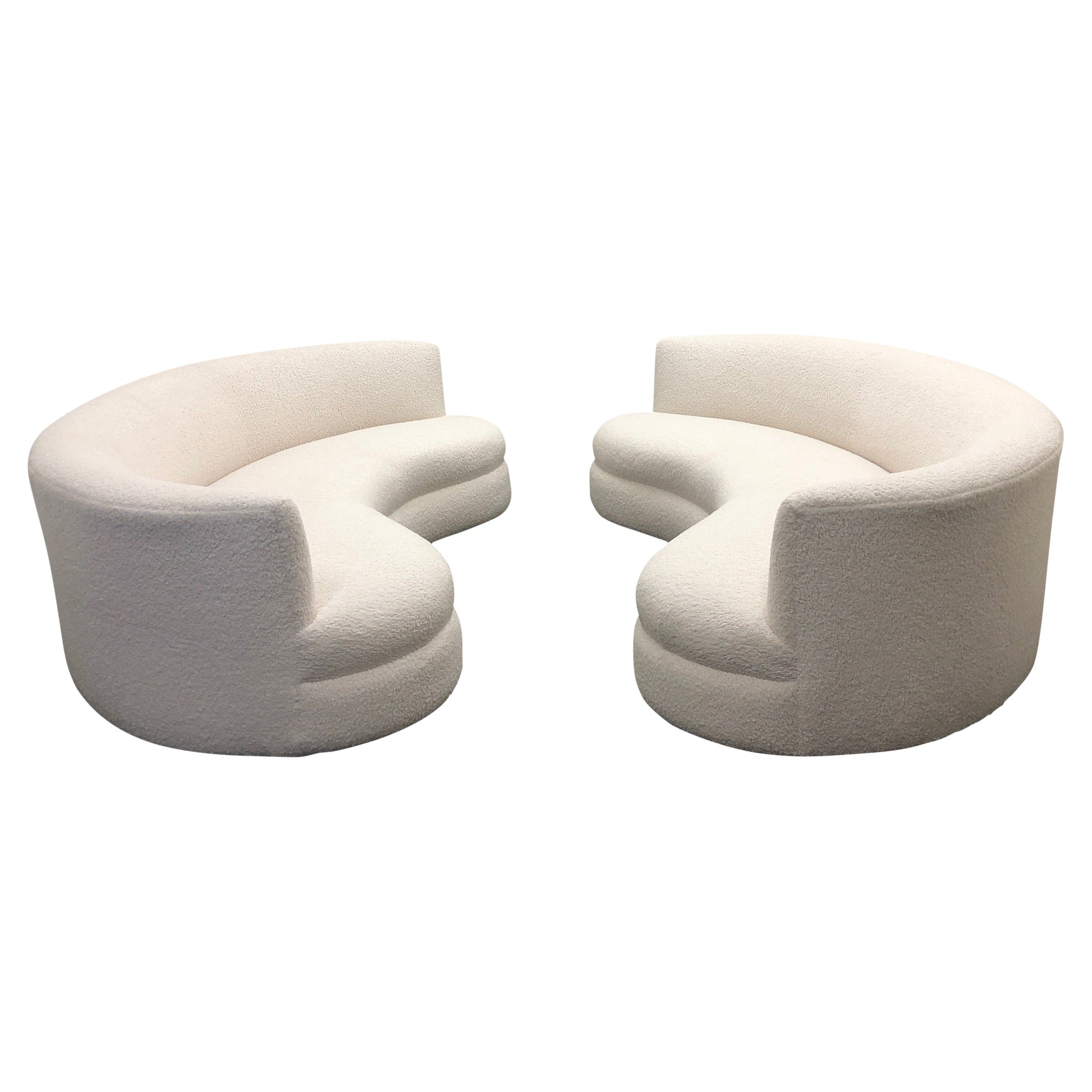 Pair of Boucle Kidney Shaped Sofas