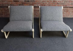 Pair of Bouclé Slipper Chairs by Bruce Hannah and Andrew Morrison for Knoll