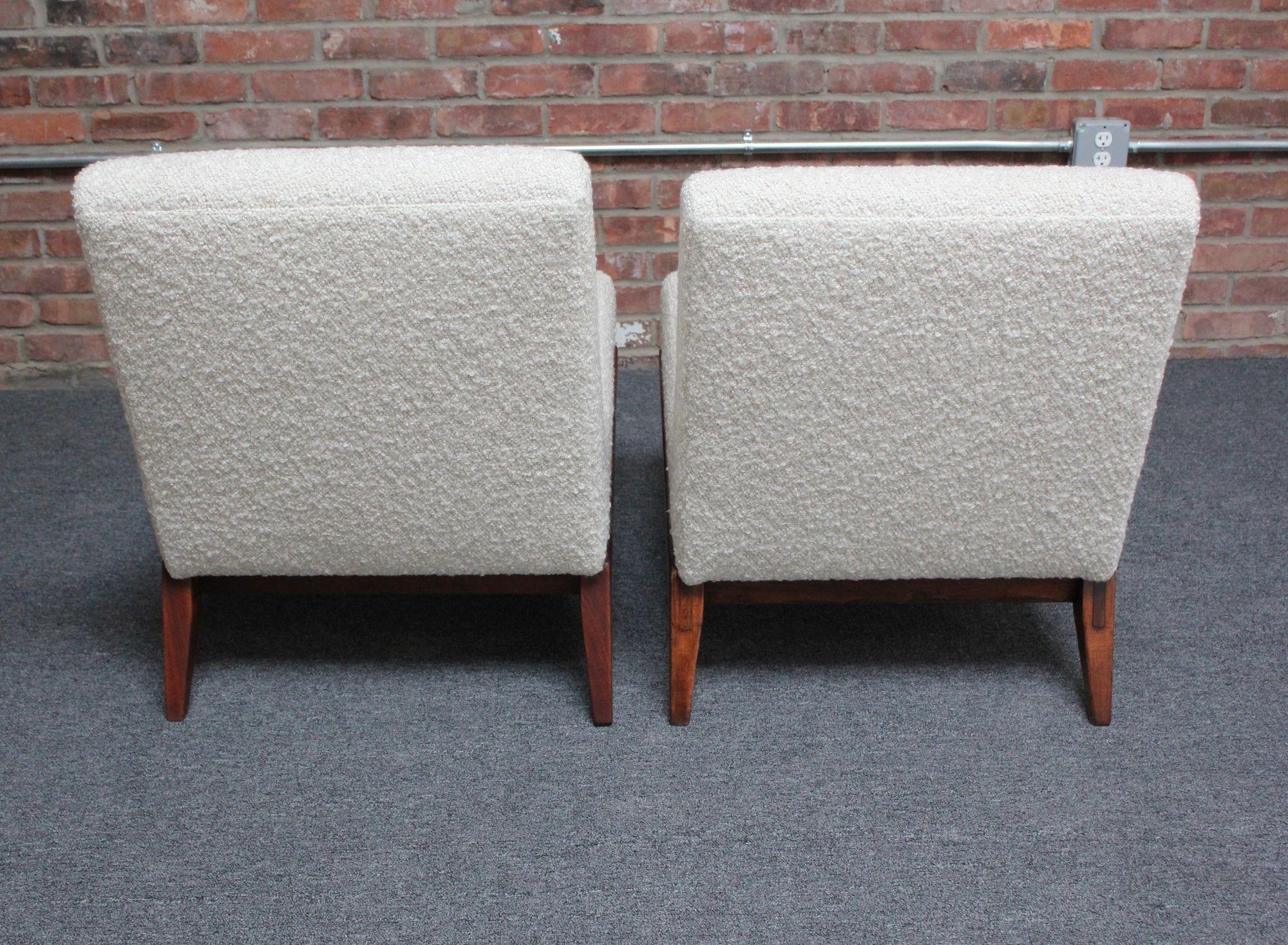 Paire de chaises pantoufles en tissu bouclé conçues par Jens Risom pour H.G. Knoll Associates en vente 12