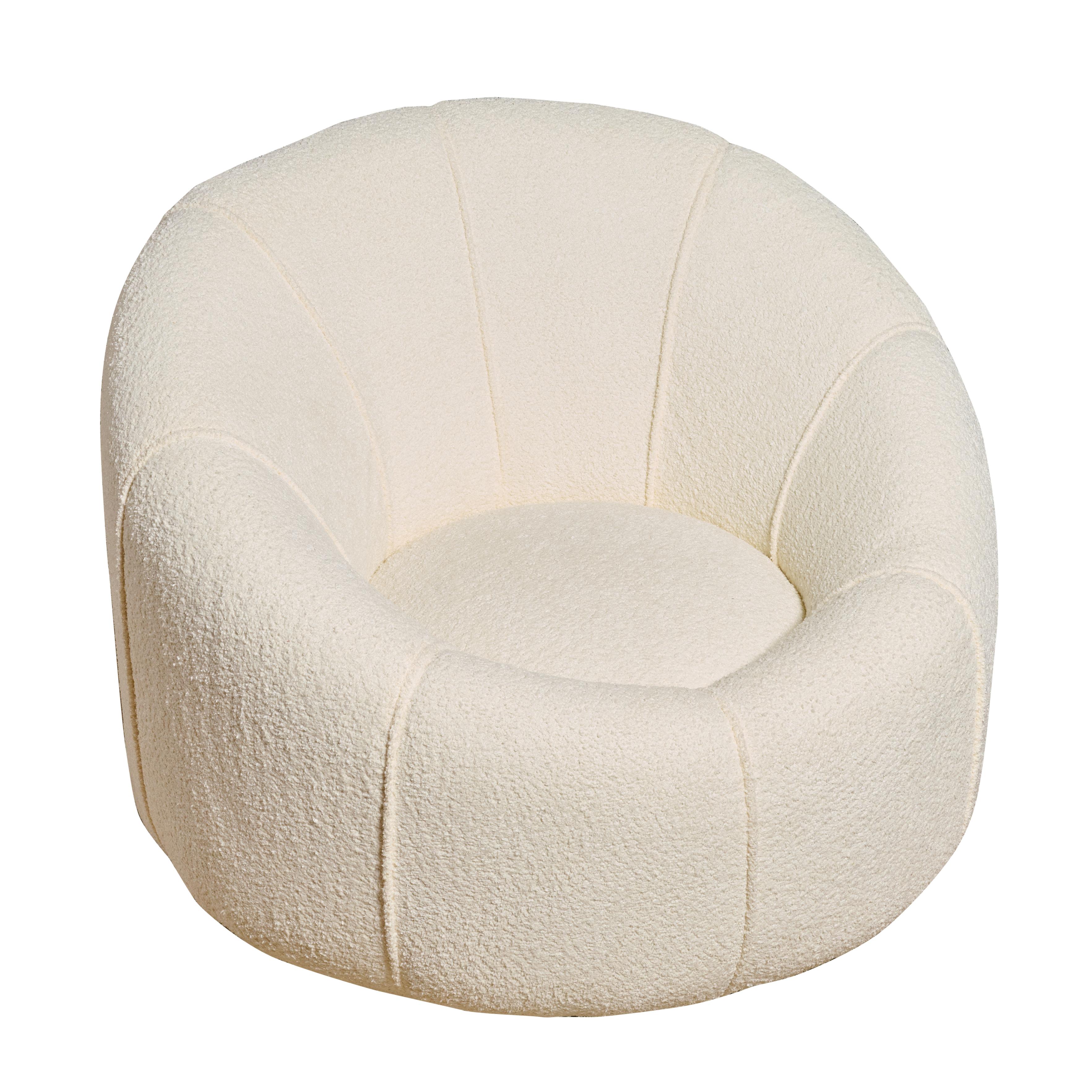Contemporary Pair of Boucle Upholstered Nest Chairs For Sale
