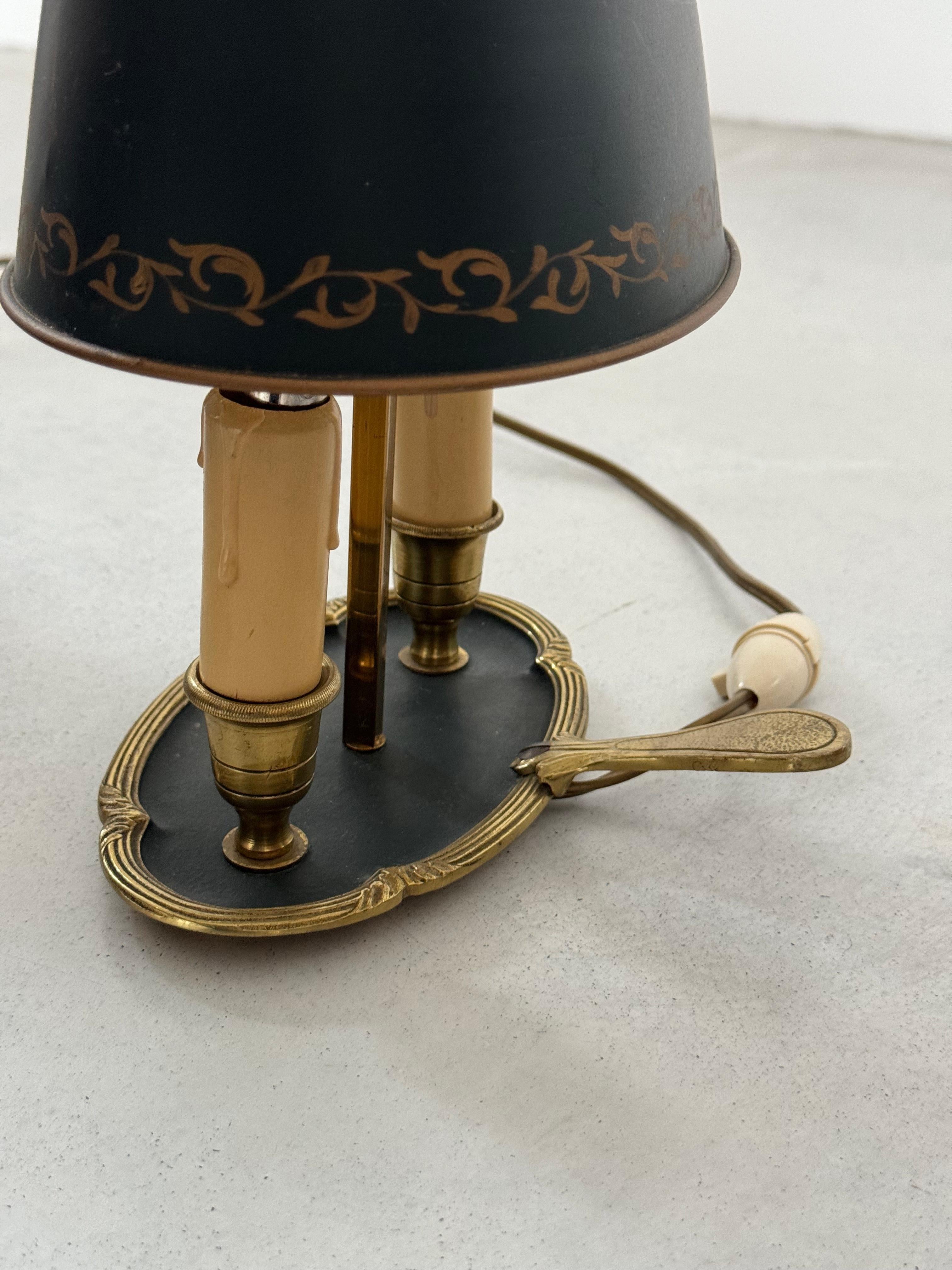 Pair of Bouillotte bedside lamp, bronze, Louis XV period style, France 1950s For Sale 7