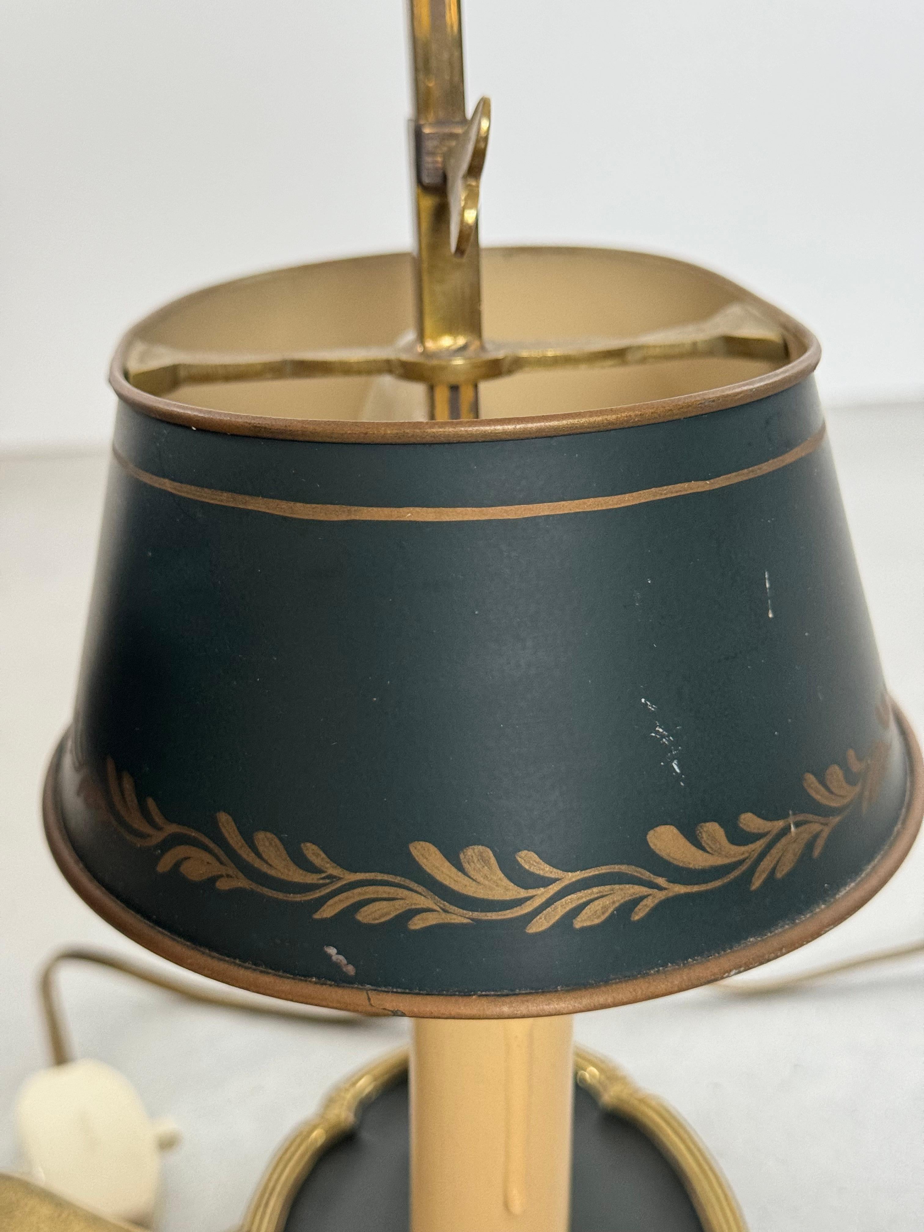 Pair of Bouillotte bedside lamp, bronze, Louis XV period style, France 1950s For Sale 11