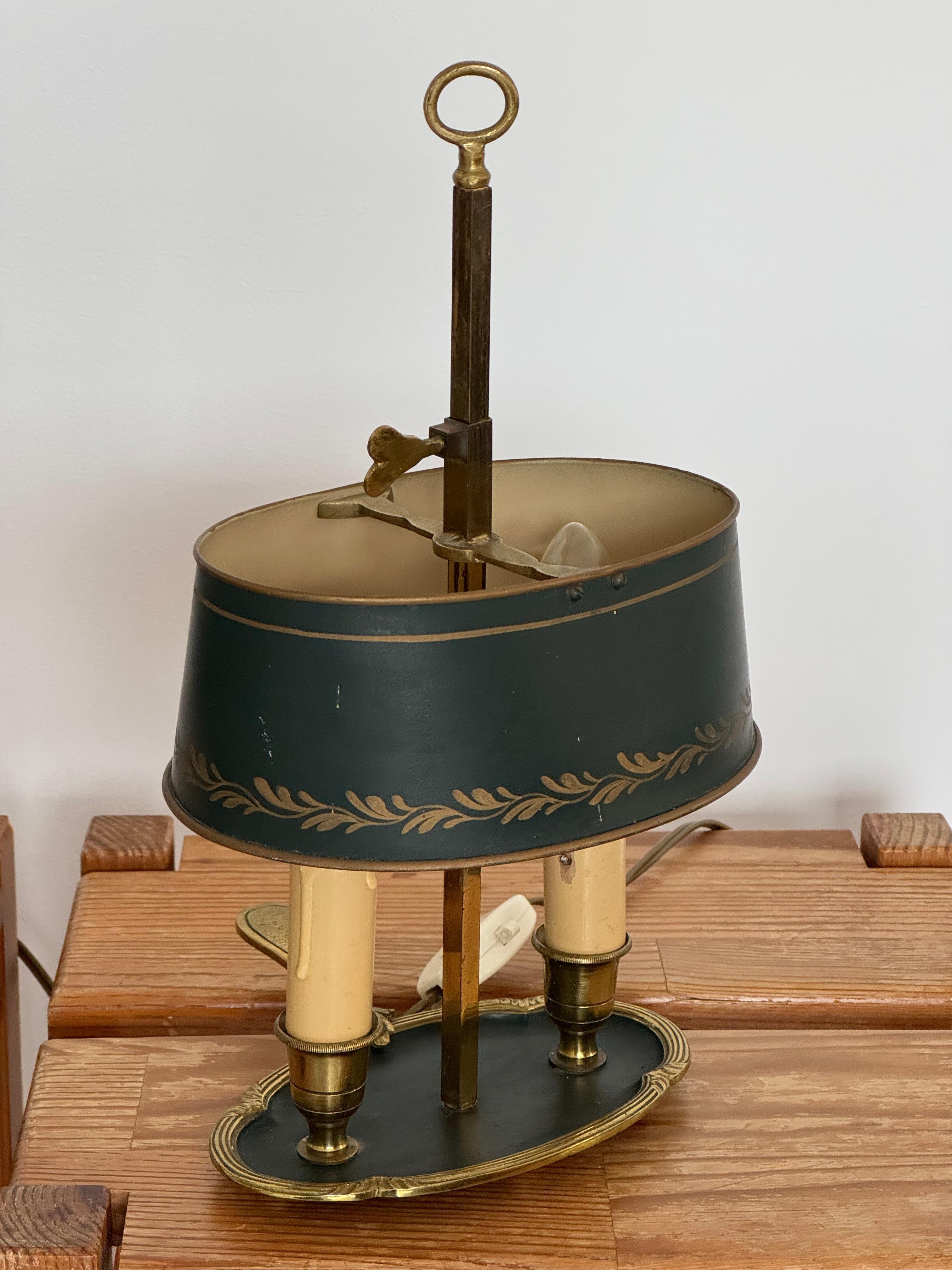 Paar Bouillotte-Nachttischlampen, Bronze, Louis XV.-Stil, Frankreich 1950er Jahre im Zustand „Gut“ im Angebot in leucate, FR