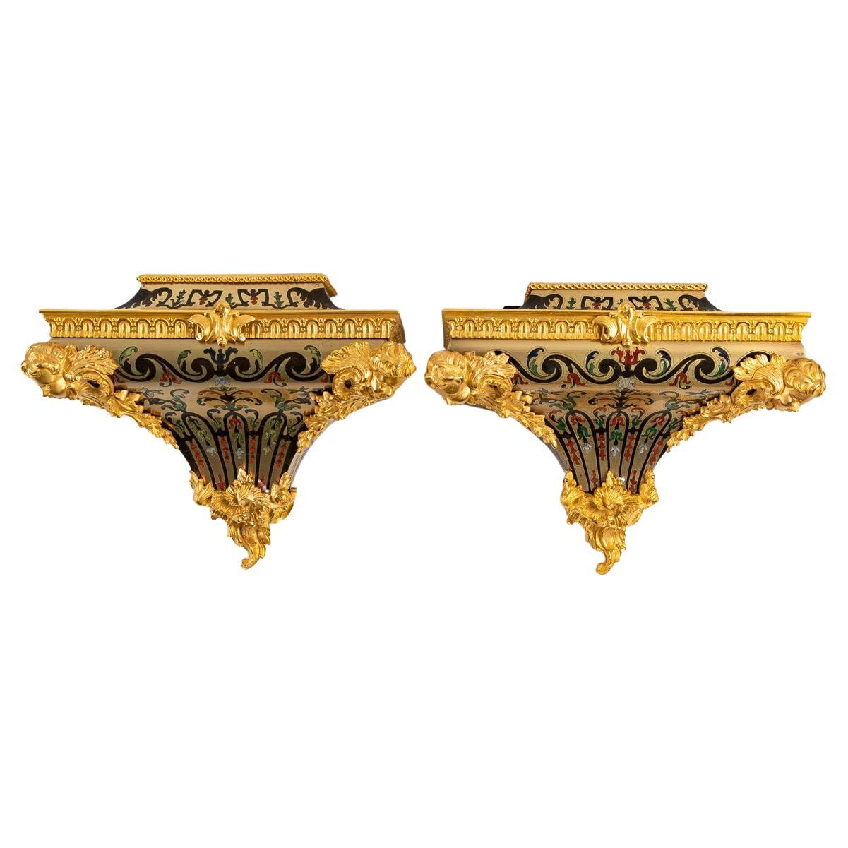 Pair of Boulle Inlaid Console Tables For Sale