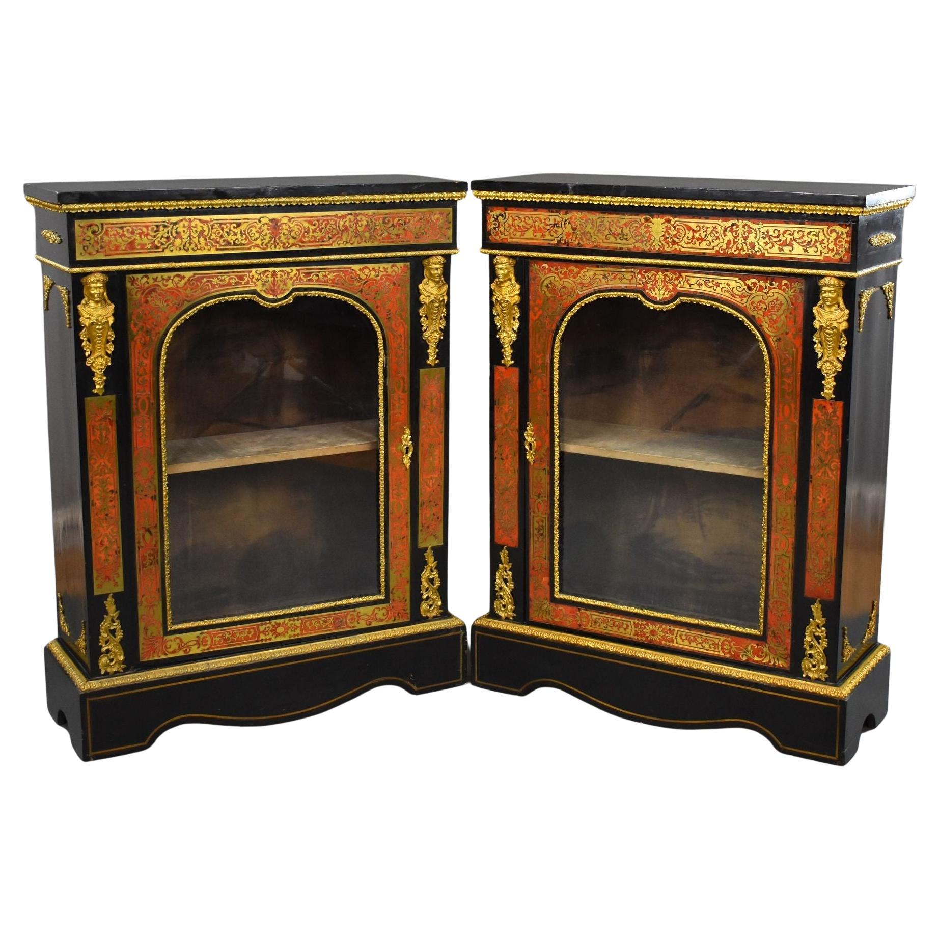 Pair of Boulle Pier Cabinets For Sale