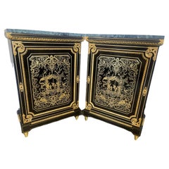 Antique Pair of Boulle Cabinets, Early 1800, Majestic Boulle Marquetry Sideboards 