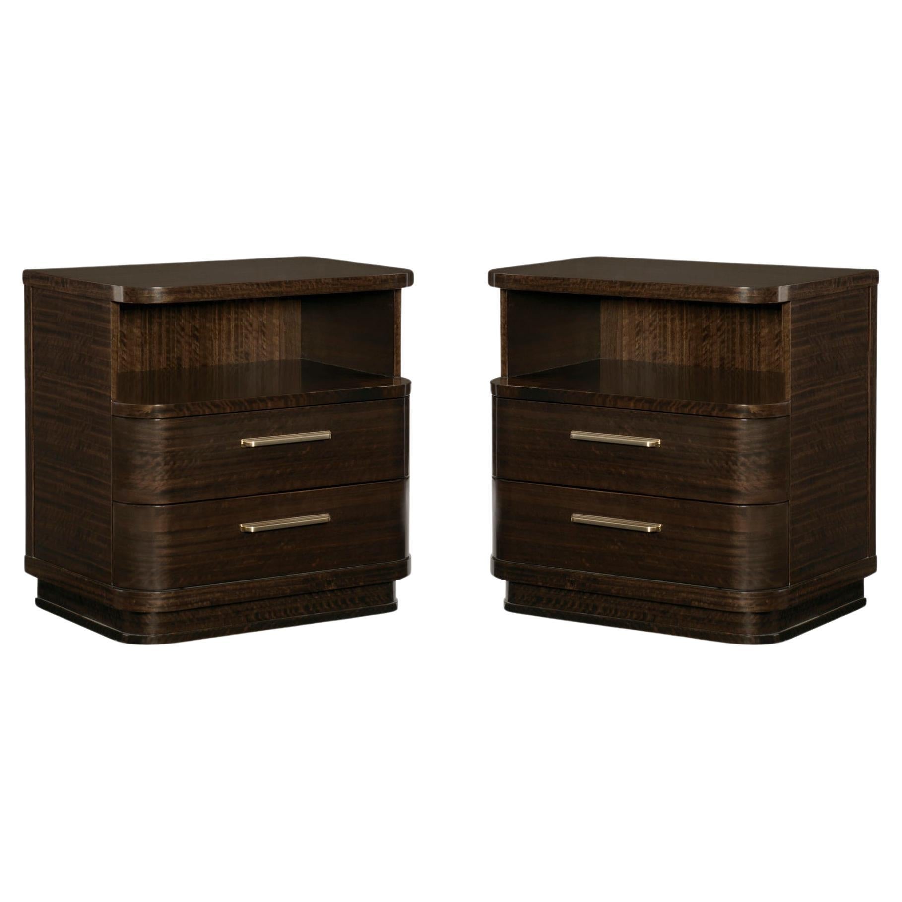 Pair of Bourbon Art Deco Style Nightstands For Sale
