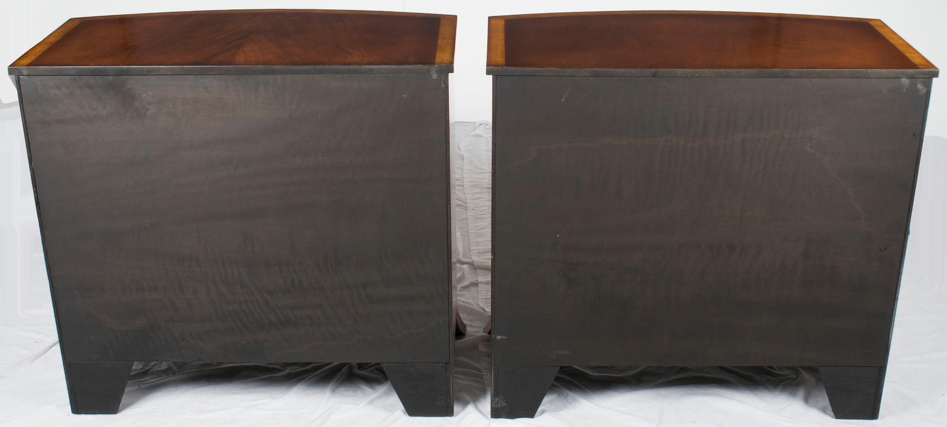 Pair of Bow Front Chest of Drawers Dressers or Large Nightstands in Mahogany 1