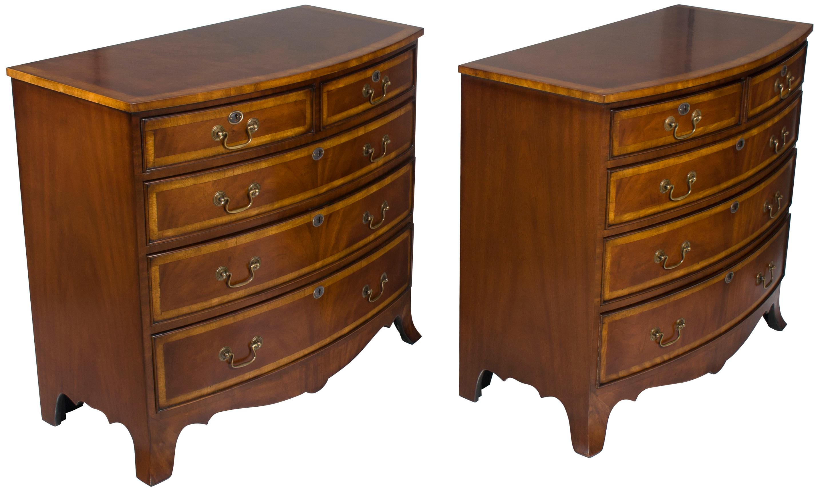 Pair of Bow Front Chest of Drawers Dressers or Large Nightstands in Mahogany 3