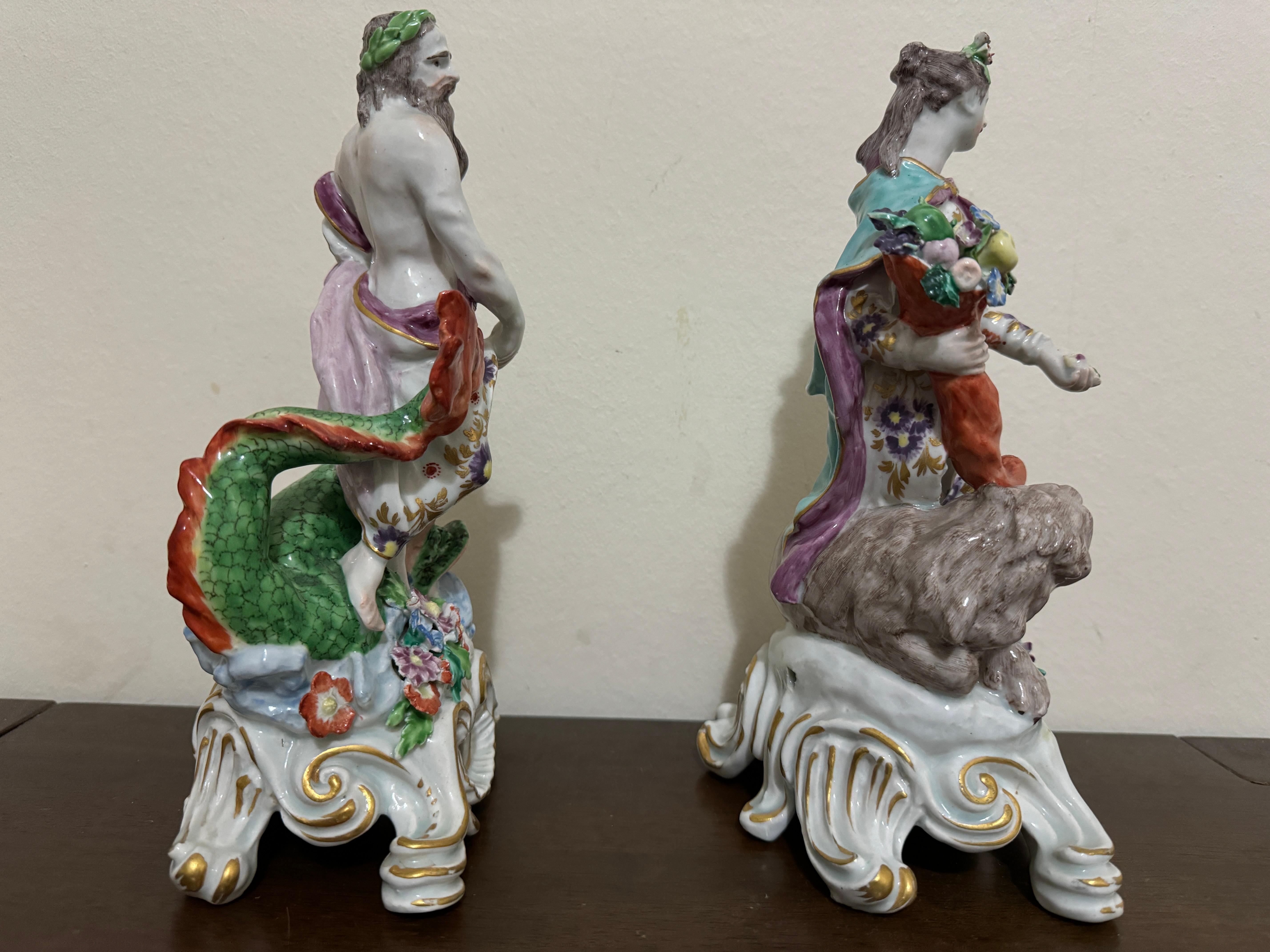 Porcellana Coppia di figure di elementi di Bow Porcelain, 