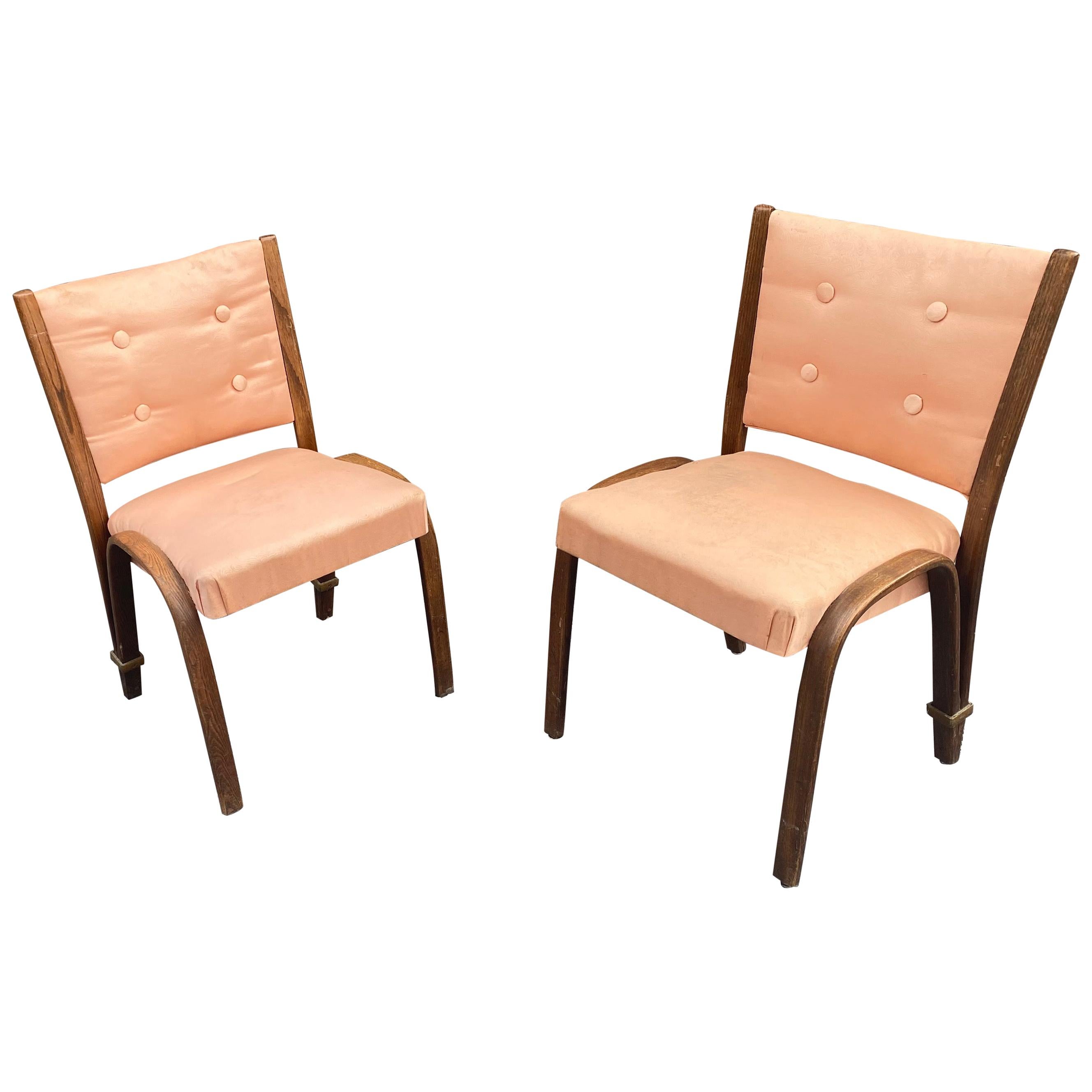 Pair of "Bow Wood" Series Chairs Edited by Steiner, circa 1950 For Sale