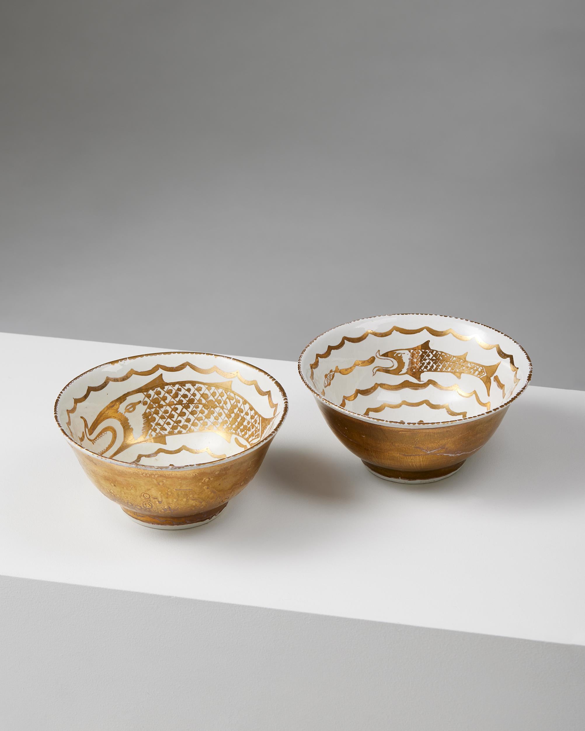 Pair of bowls designed by Wilhelm Kåge for Gustavsberg, Sweden, 1925
Signed.

Stoneware.

H: 9 cm / 3 1/2''
Diameter: 19 cm / 7 1/2''