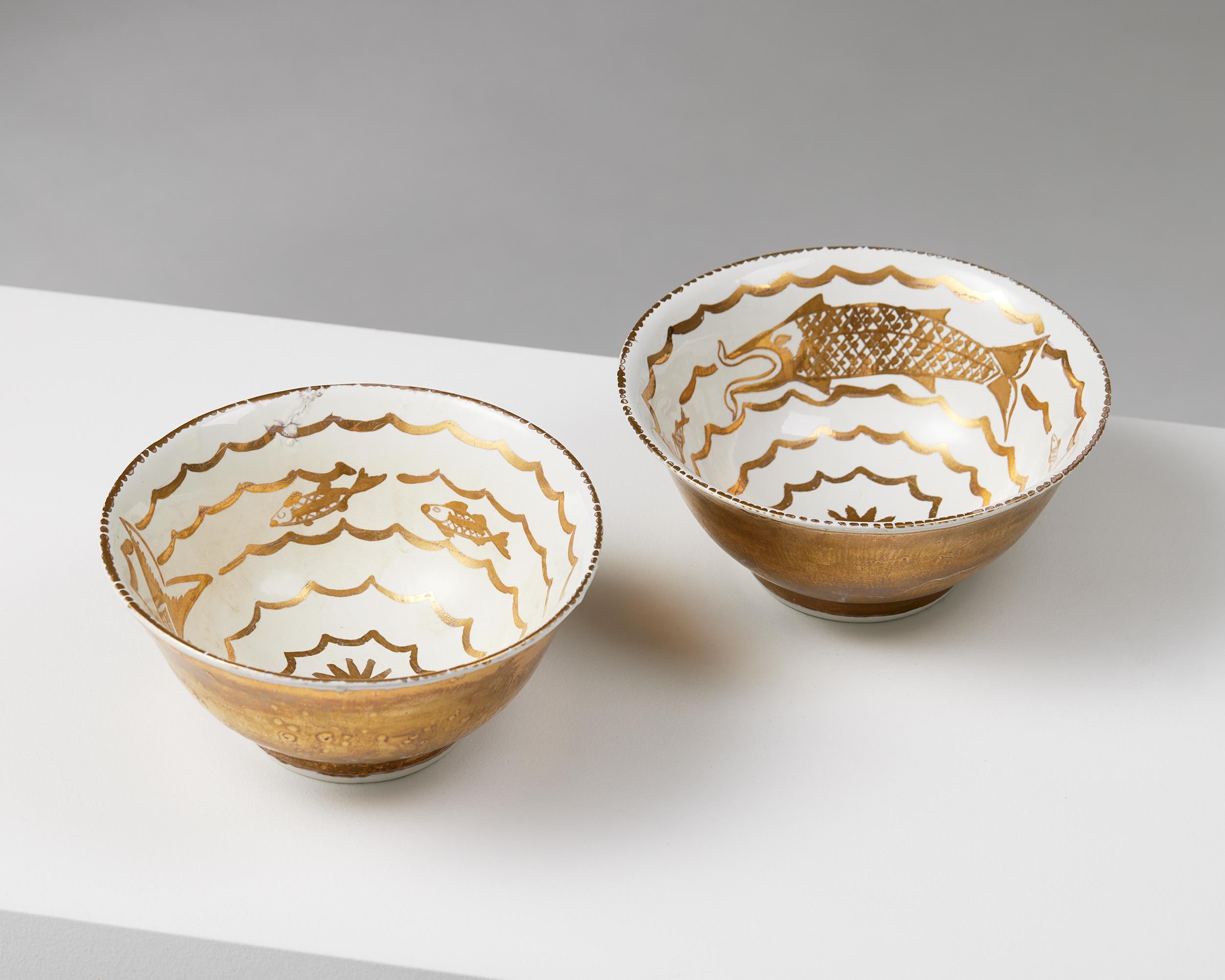 Mid-Century Modern Pair of bowls designed by Wilhelm Kåge for Gustavsberg, Sweden, 1925 For Sale