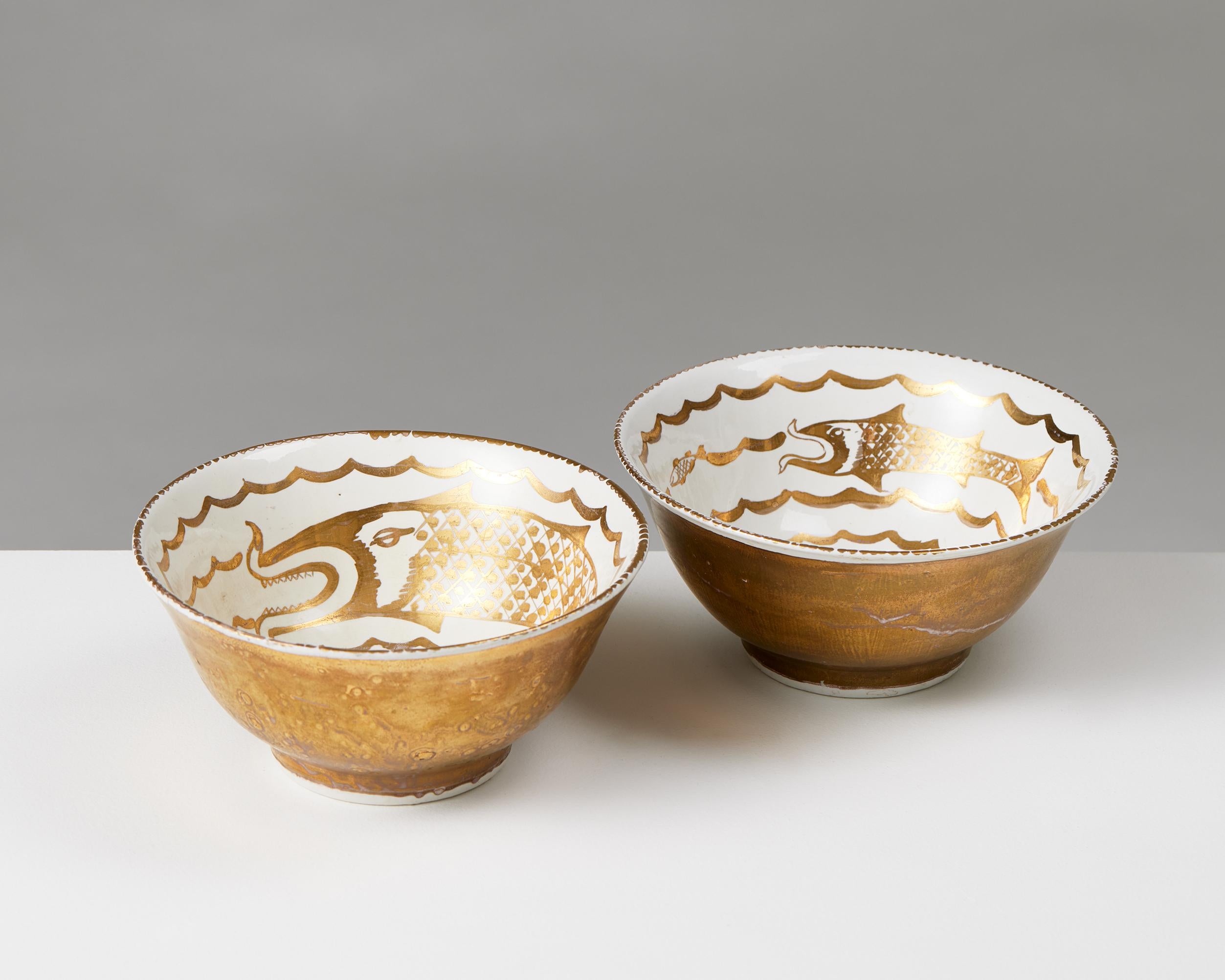 Pair of bowls designed by Wilhelm Kåge for Gustavsberg, Sweden, 1925 In Good Condition For Sale In Stockholm, SE