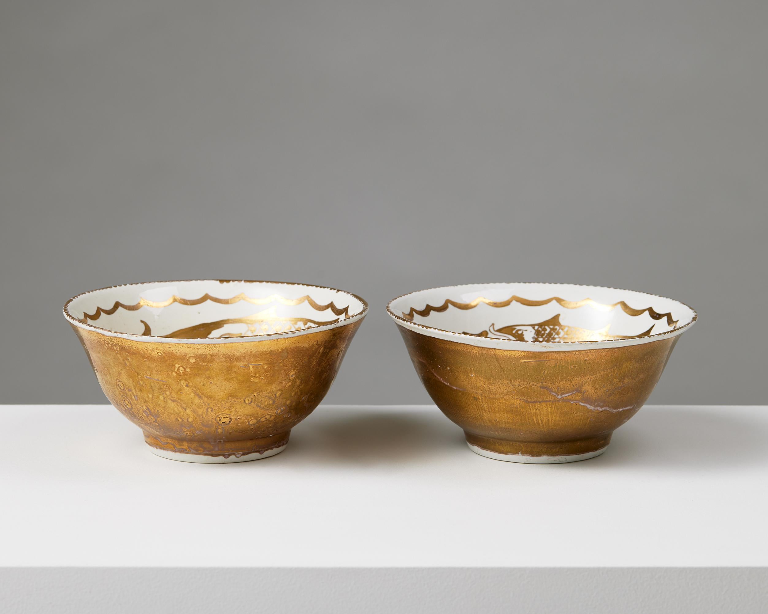 Stoneware Pair of bowls designed by Wilhelm Kåge for Gustavsberg, Sweden, 1925 For Sale