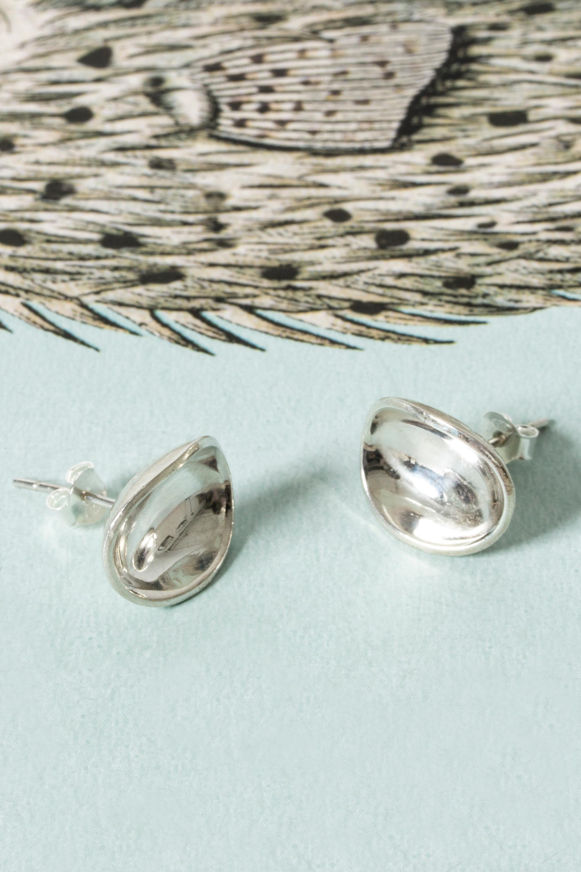 Pair of beautiful silver “Bowls” earrings by Sigurd Persson, a simply sophisticated design. 