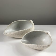 Pair of Bowls with Light Grey Inner Glazing by Yumiko Kuga