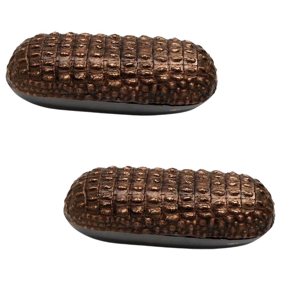 Pair of Boxes, Ashtrays in Dark Bronze by Fakasaka Design