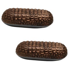 Paire de boîtes et cendriers en bronze foncé de Fakasaka Design