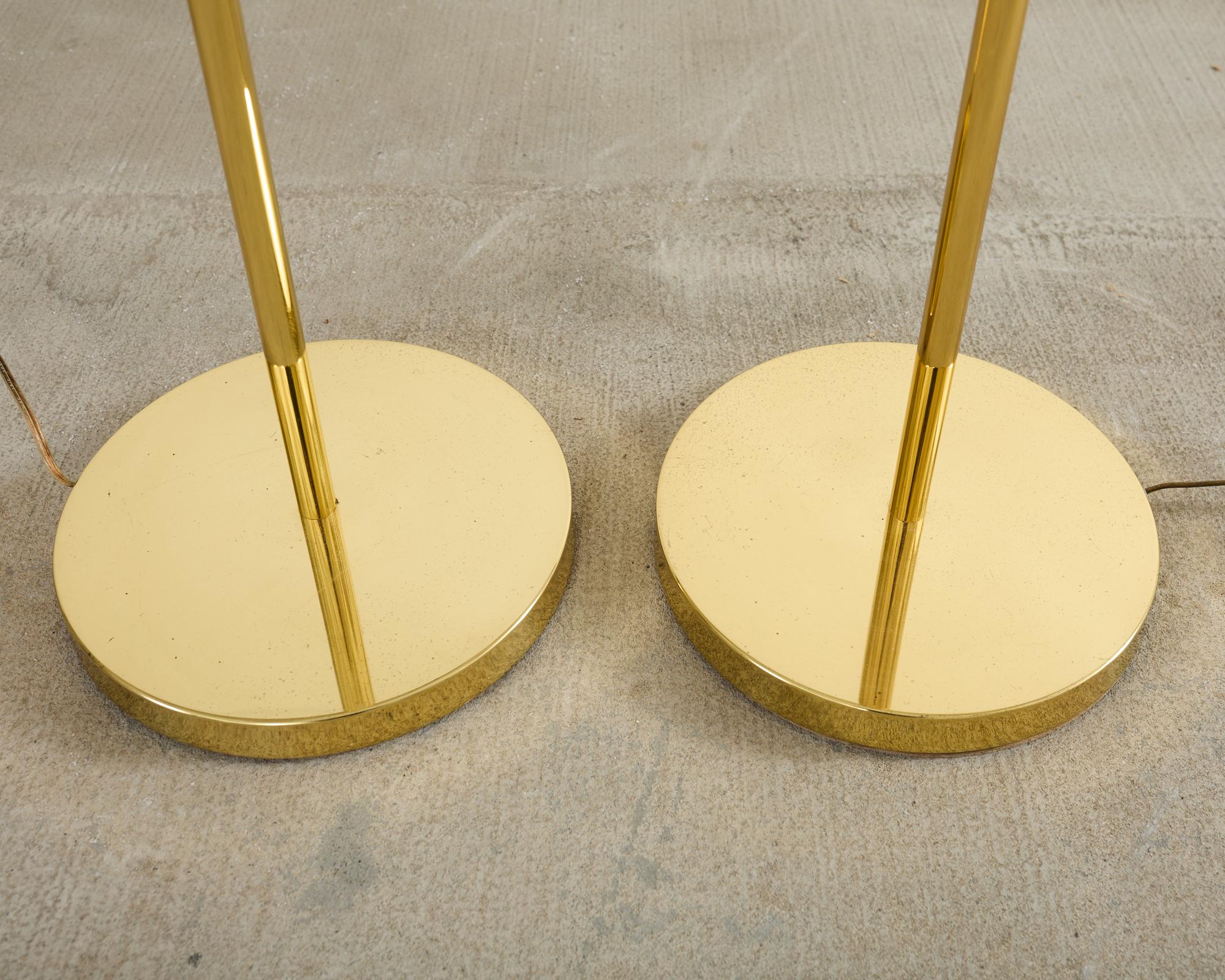 Pair of Boyd Pharmacy Style Brass Venetian Shell Floor Lamps 8