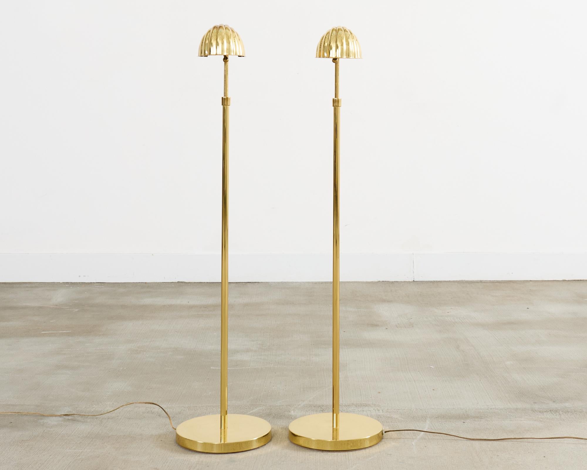 20th Century Pair of Boyd Pharmacy Style Brass Venetian Shell Floor Lamps
